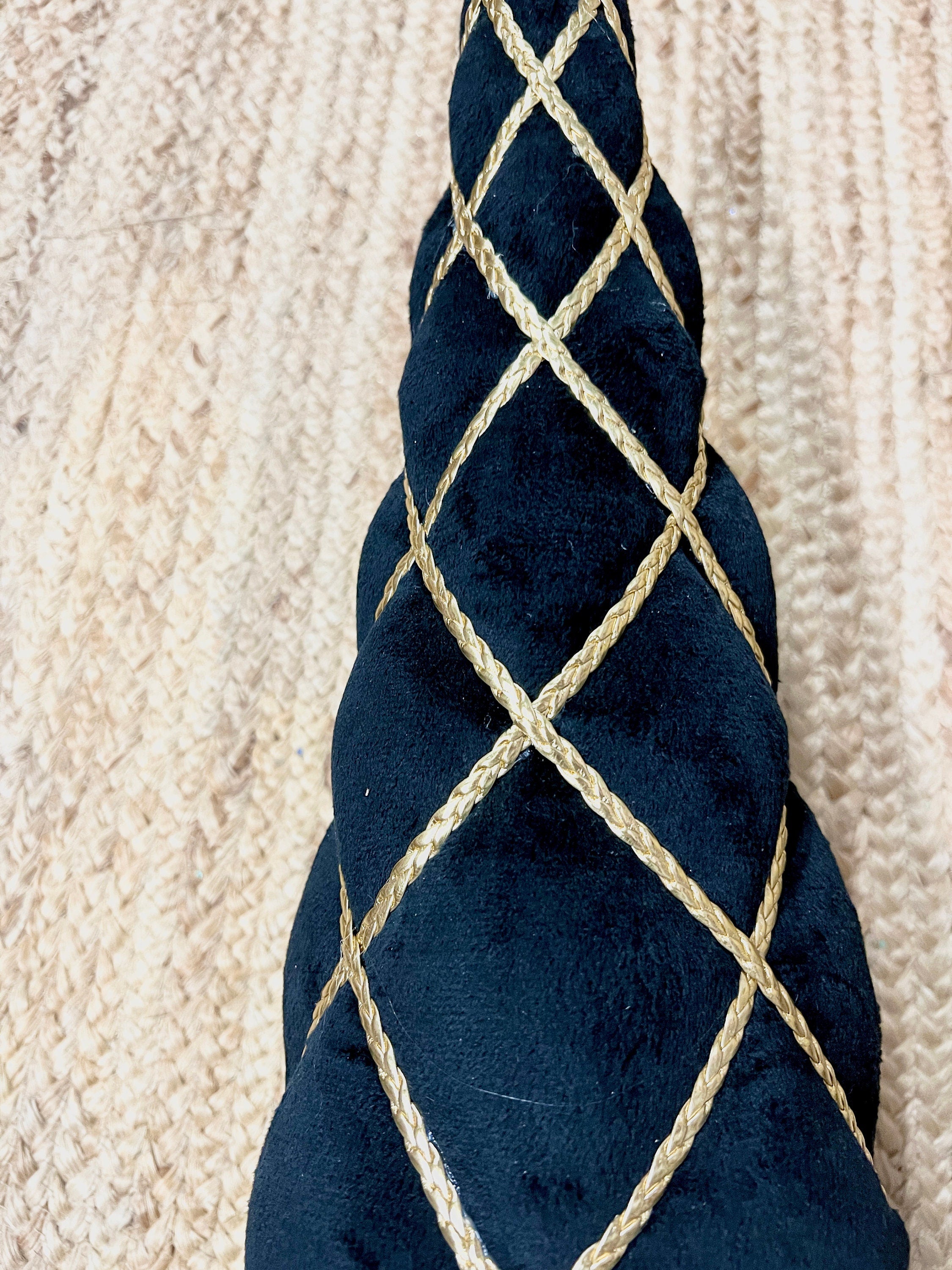Black Velvet Cone Tree with Gold Braid ~ 22 inch