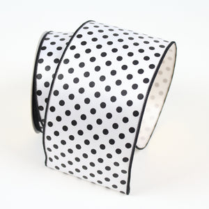 4” Farrisilk Mini Dots White with Black Polka Dot ~ 10 yards