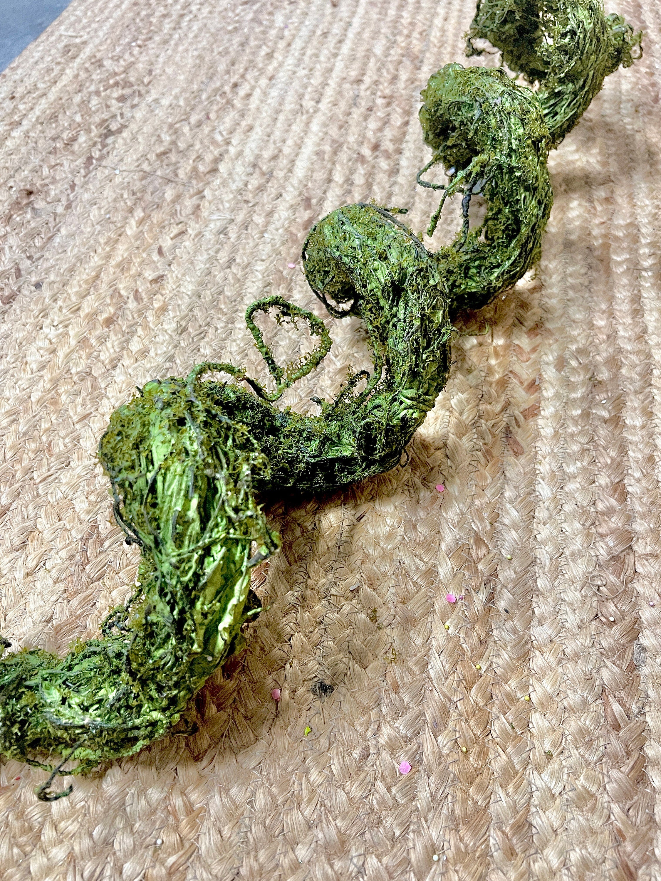 25.5” Spiral Moss Branch ~ wired, posable loops