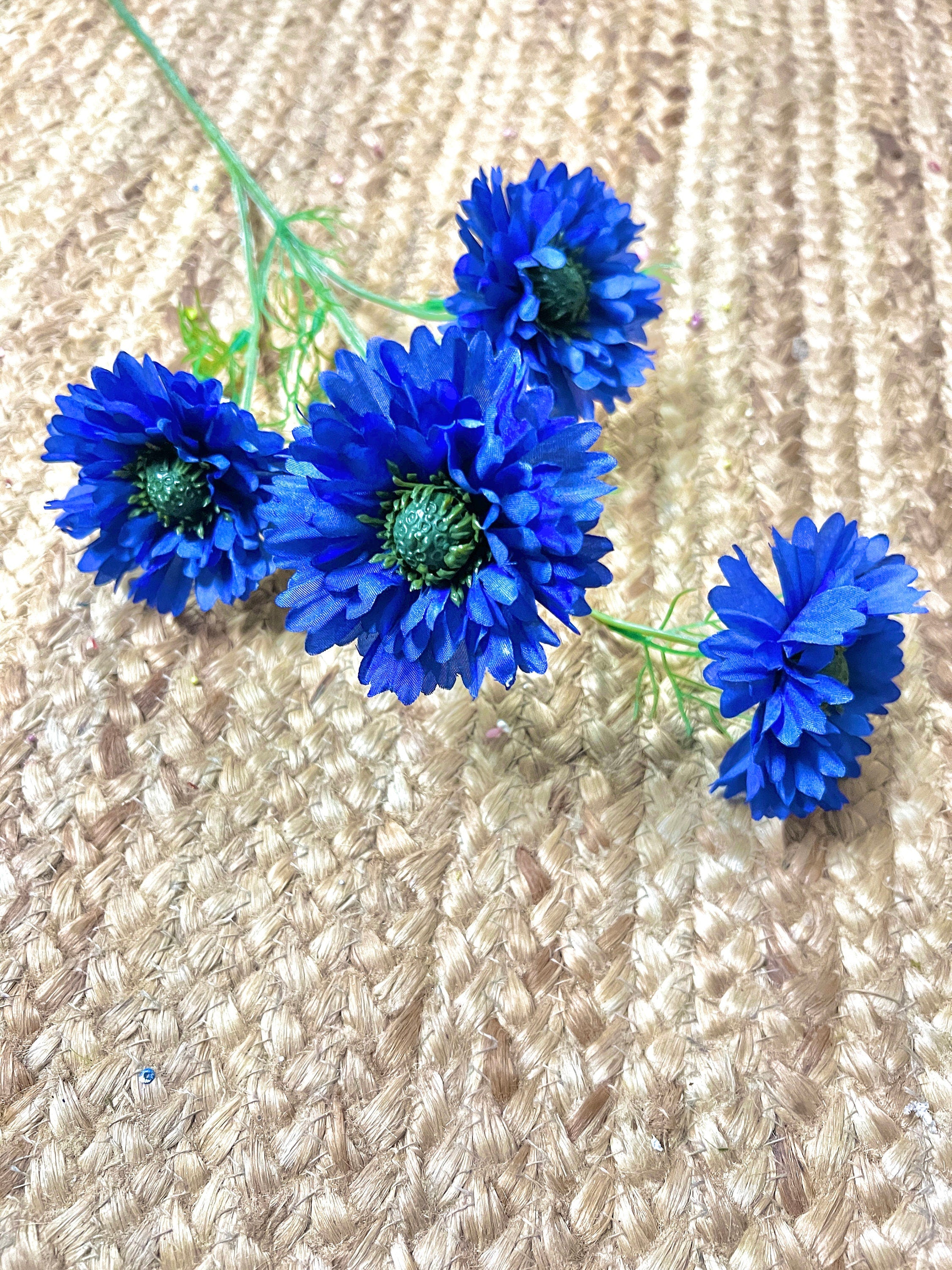 Artificial Blue Corn Flower Spray ~ 22”