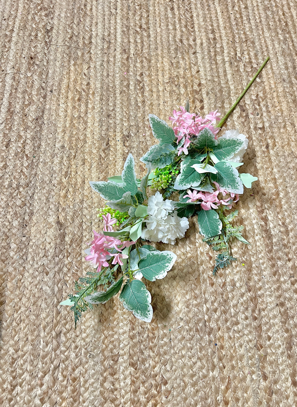 Pink, Green & White Mixed Flower Bush ~ 29inch