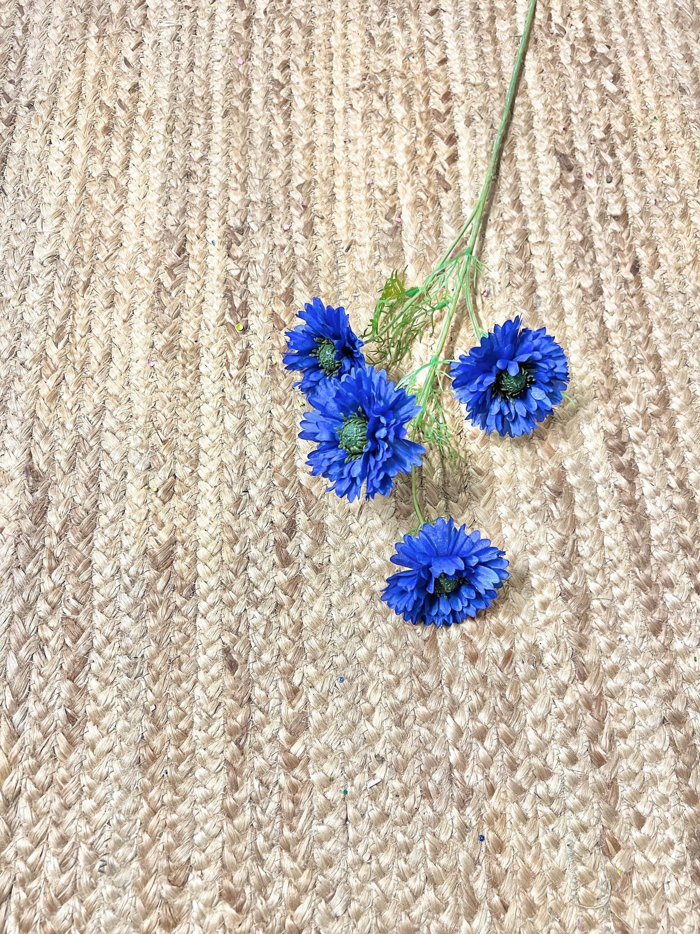 Artificial Blue Corn Flower Spray ~ 22”