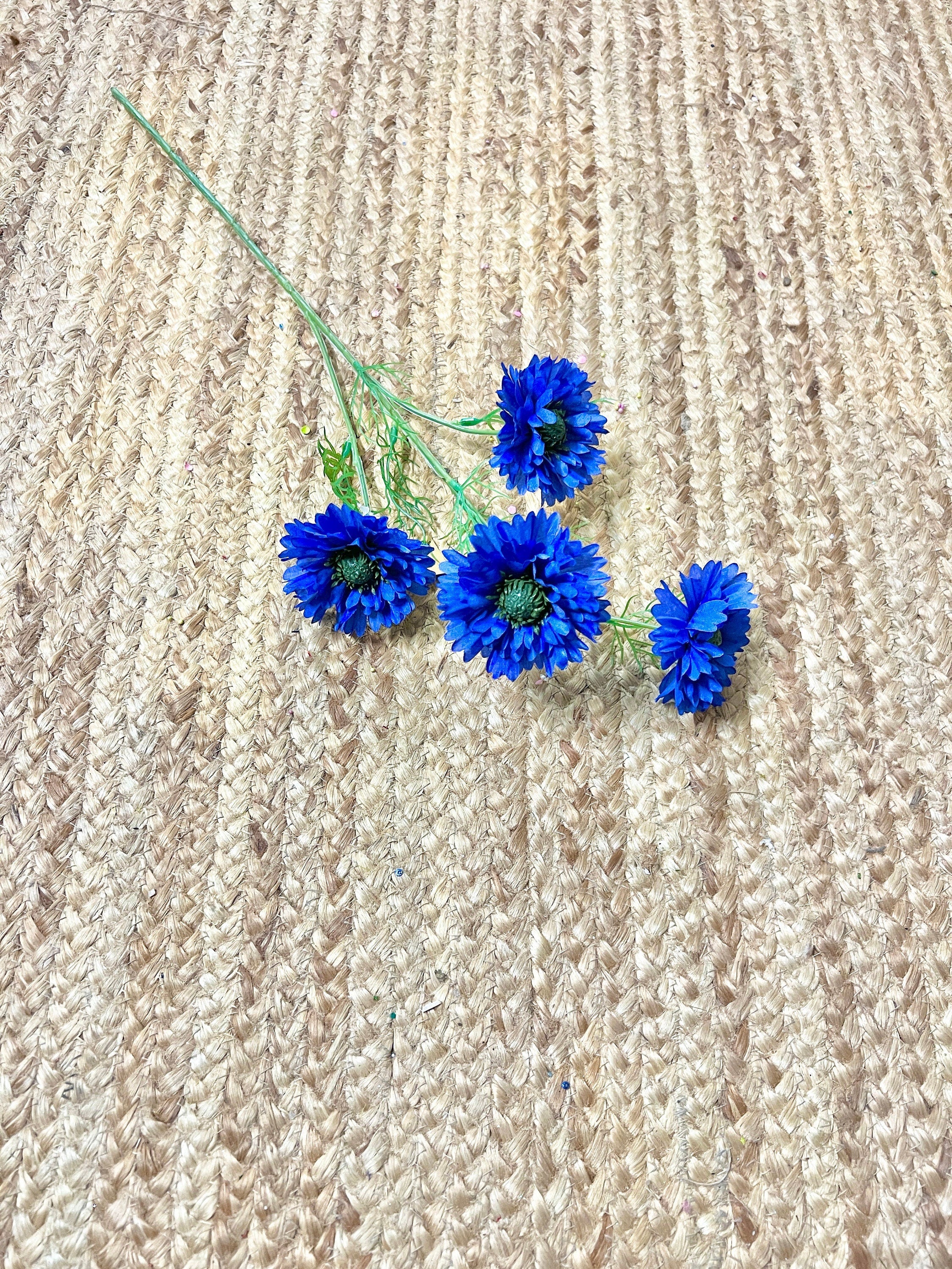 Artificial Blue Corn Flower Spray ~ 22”