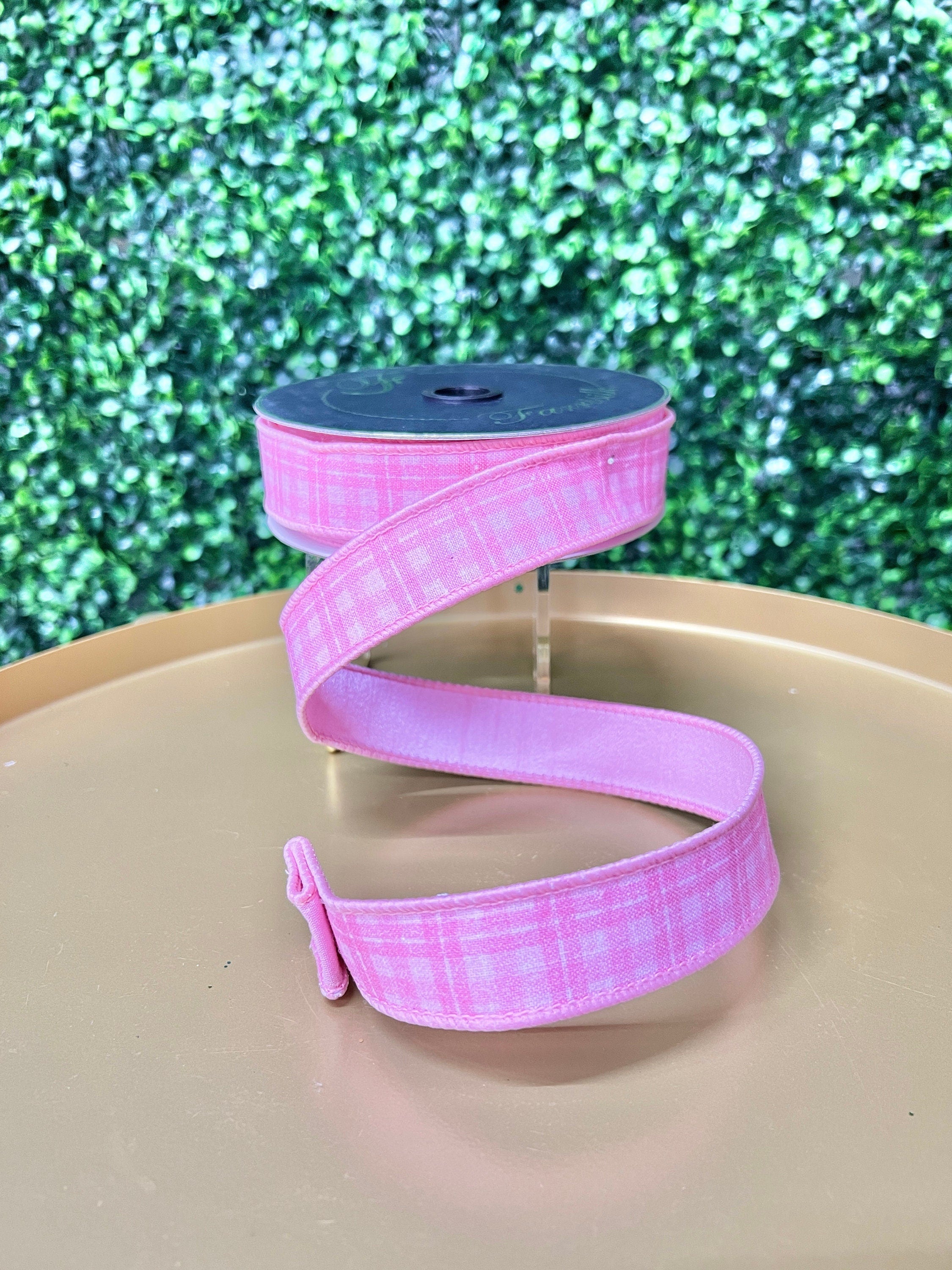 1 inch Pink Picnic Plaid Ribbon ~ 10 yards ~ Wired ~ Farrisilk