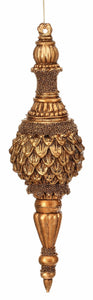 Gold Glitter Beaded Finial Ornament ~ 16 inch