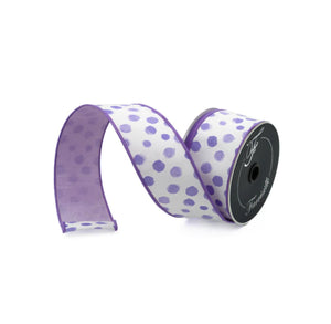 2.5 inch Lavender Watercolor Dot Ribbon ~ 10 yards ~ Wired