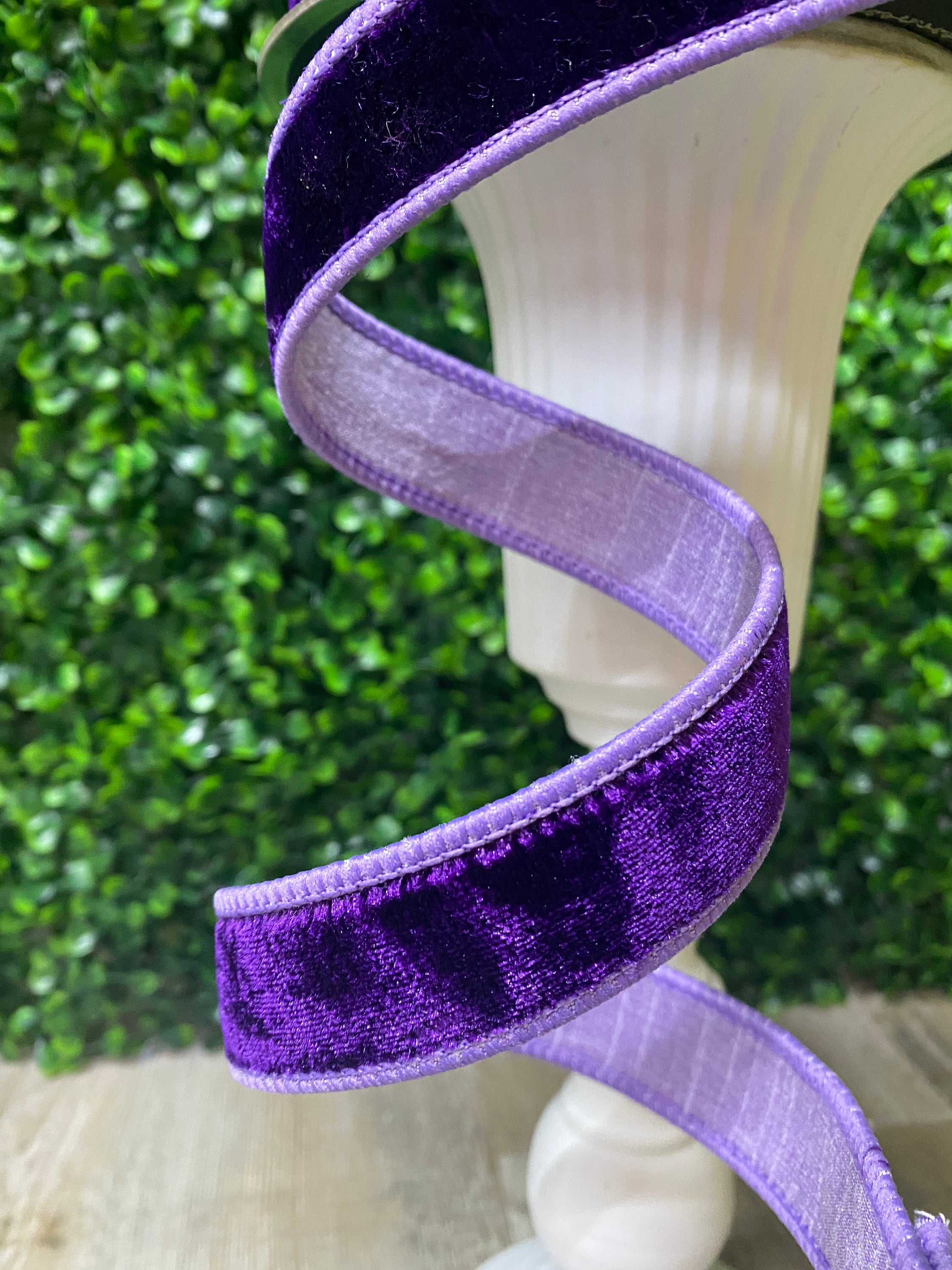 1” Purple Two Tone Velvet Ribbon ~ Farrisilk ~ 10 yards ~ Wired