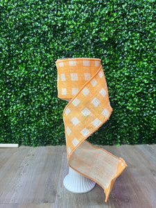 4 inch Orange Lattice Burlap - 10 yards - Wired