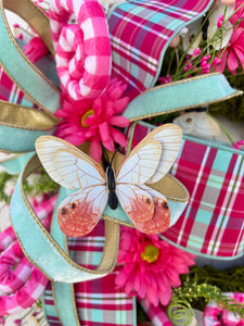 Butterfly Wreath for Front Door, Summer Flower Wreath, Housewarming Gift, Wedding Present