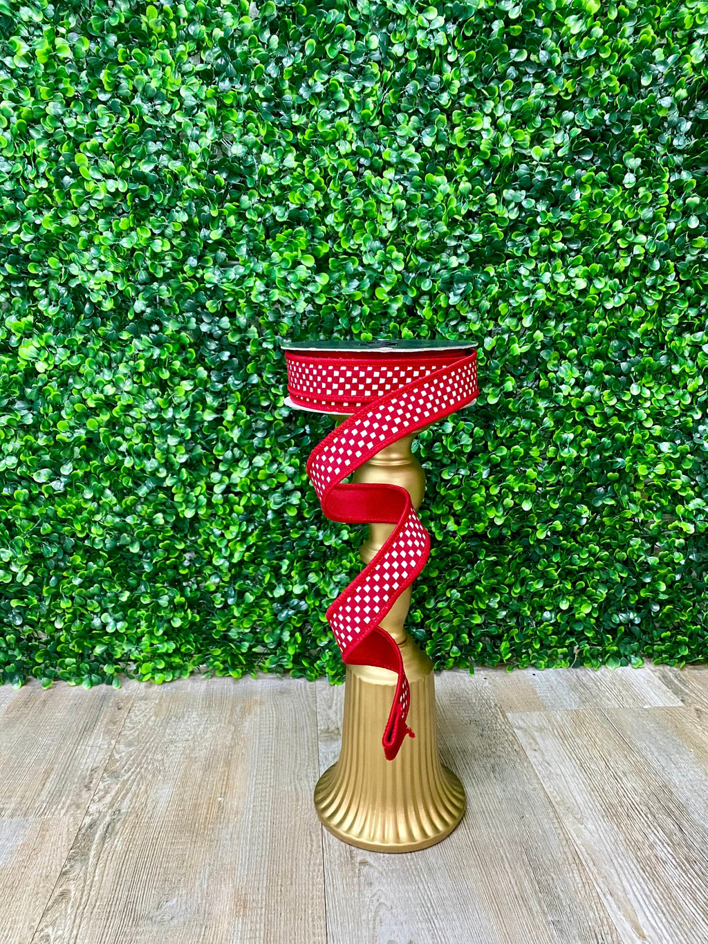 1.5 Inch Farrisilk Red Mini Checks~ 10 yards ~ Wired