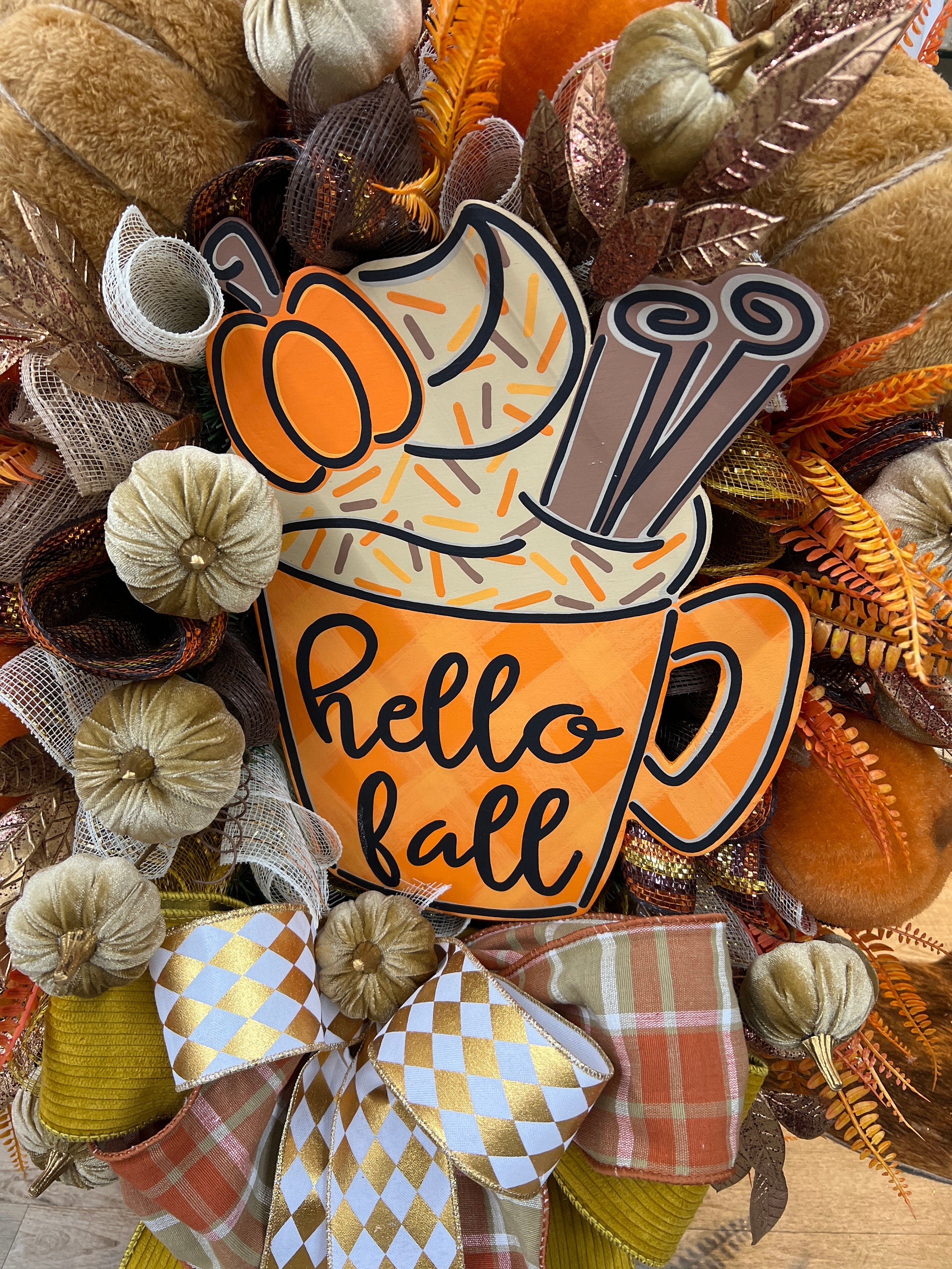 Hello Fall Pumpkin Wreath for Front Door