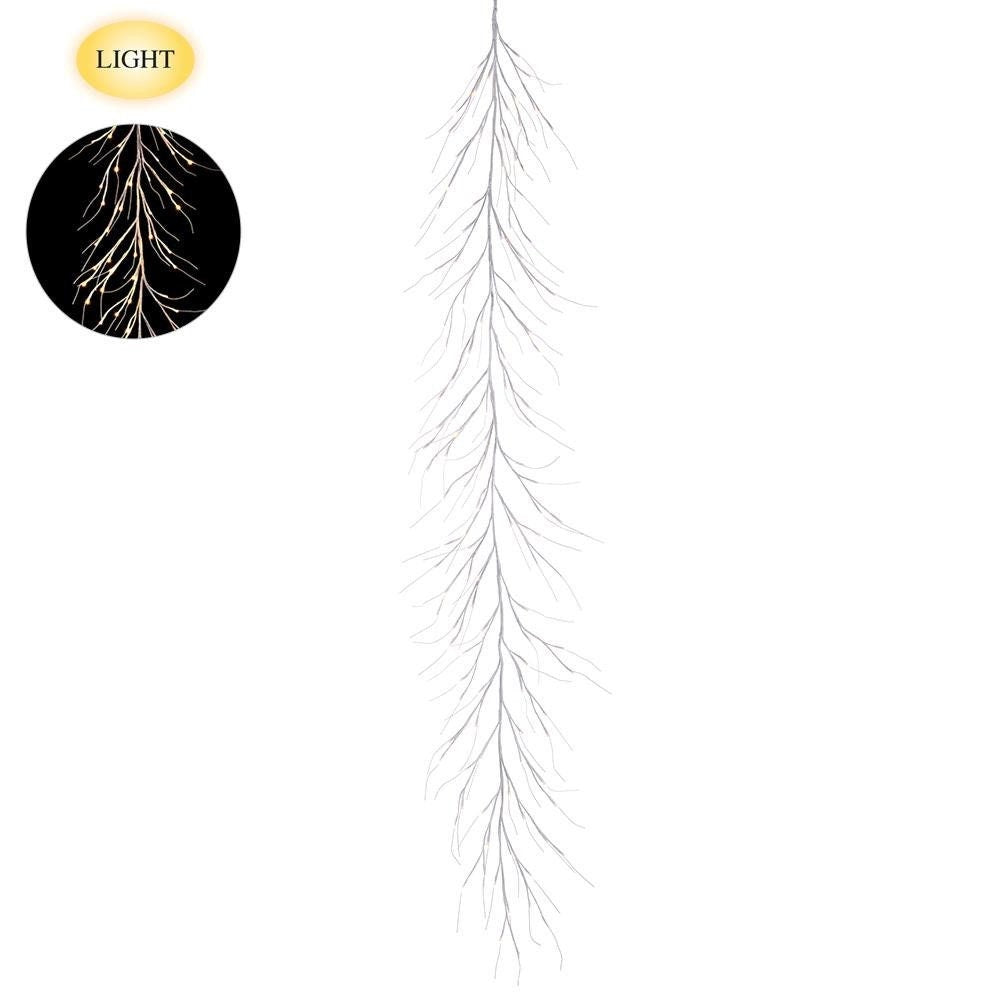 White Faux Twig Garland - 7 feet - Light Up