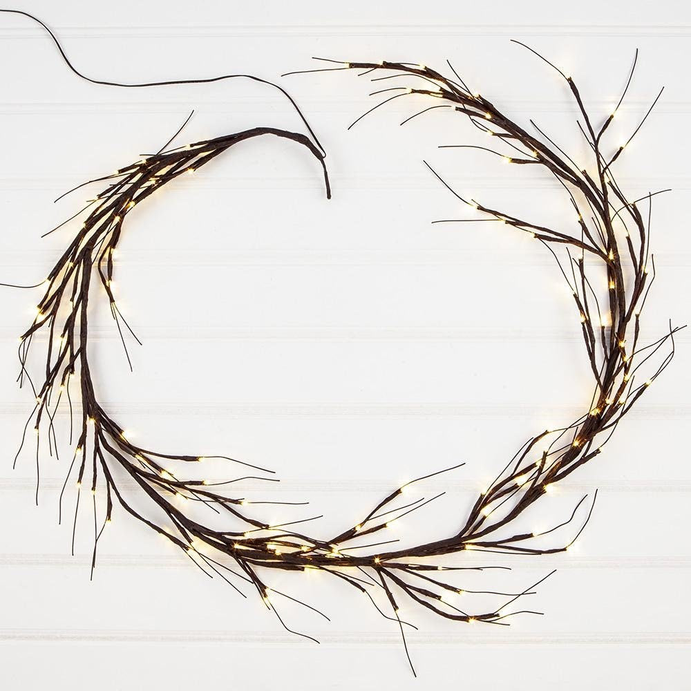 Brown Faux Twig Garland - 7 feet - Light Up