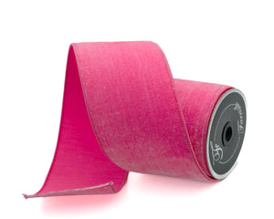 4 inch Bubblegum Pink Velvet Ribbon - 10 yards - Wired