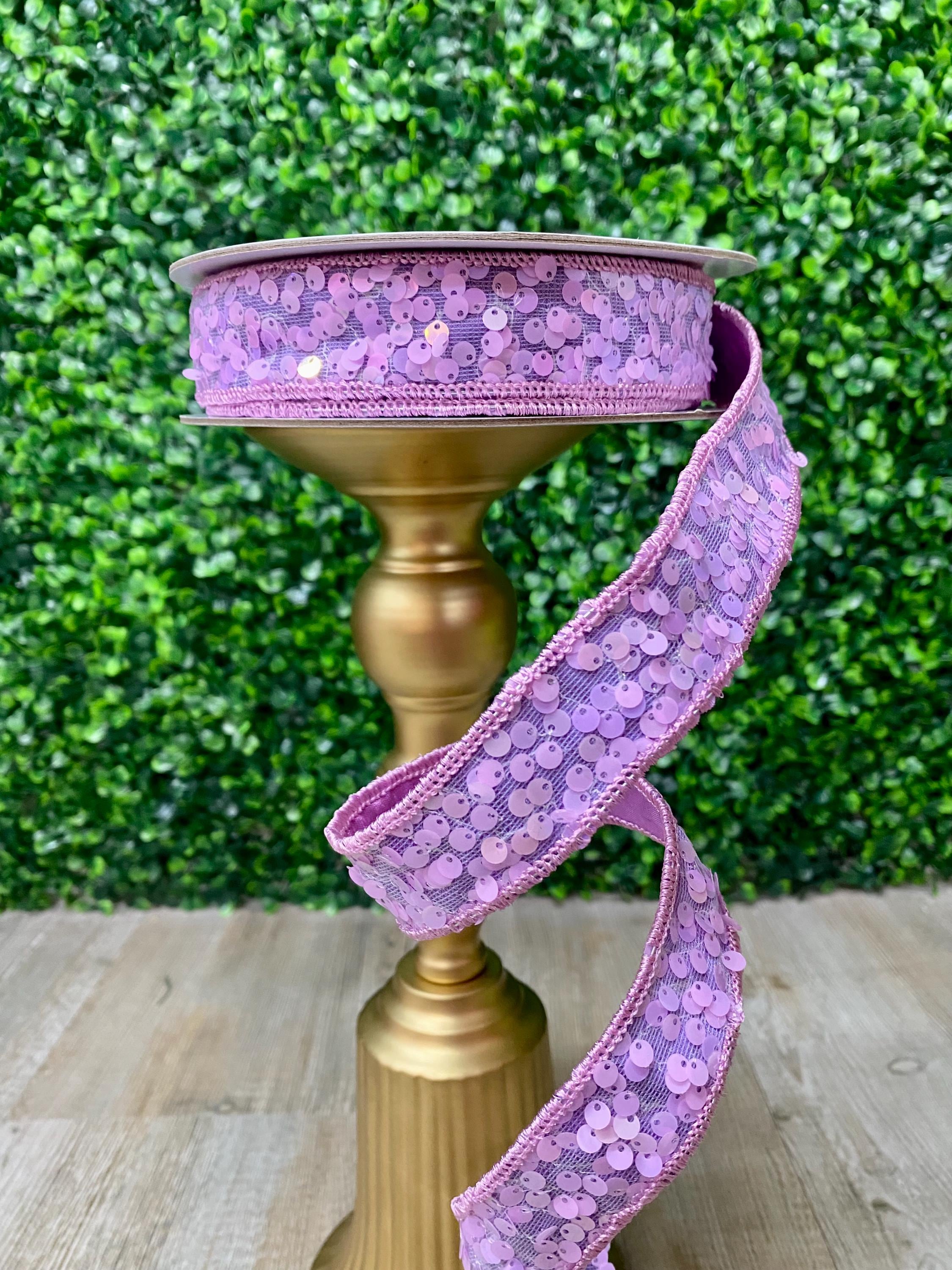 1 Inch Lavender Flashy Sequin Ribbon ~ 10 yards ~ Wired