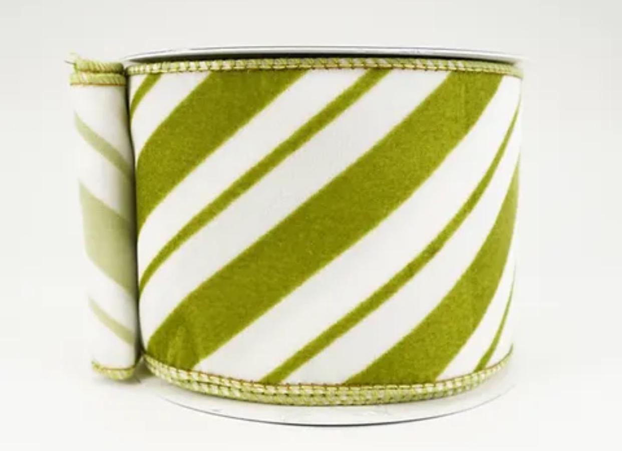 4 inch Candy Stripe Velvet Tissue Ribbon - 10 yards - Wired