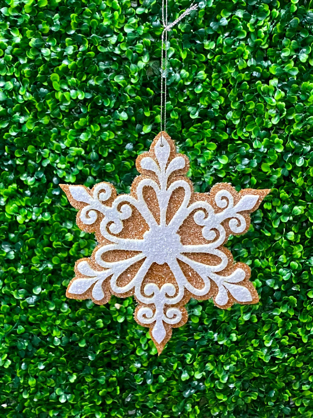 Glittered Gingerbread Snowflake Ornament