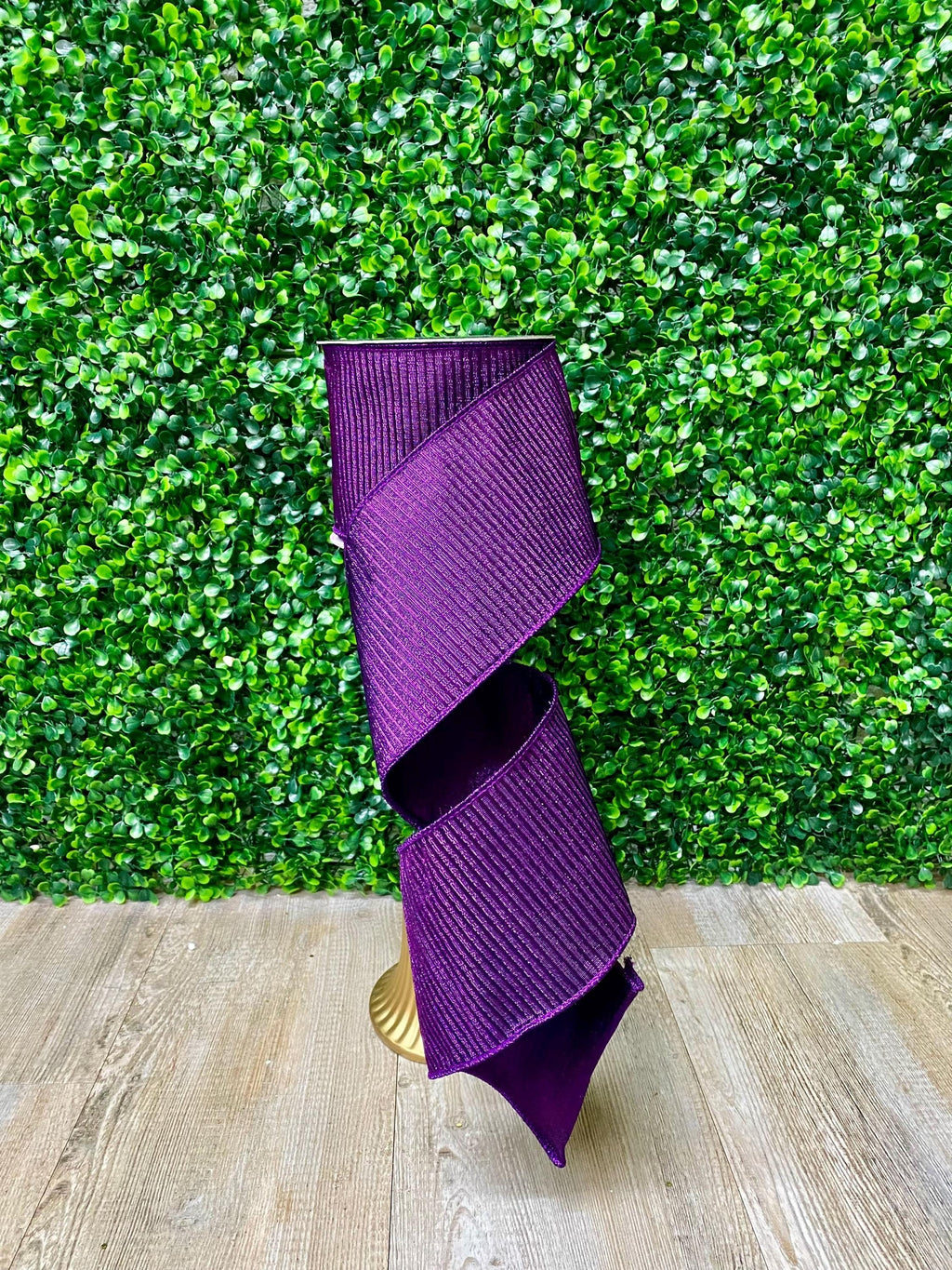 4” Purple Pleated Metallic Ribbon- 10 yards- Farrisilk