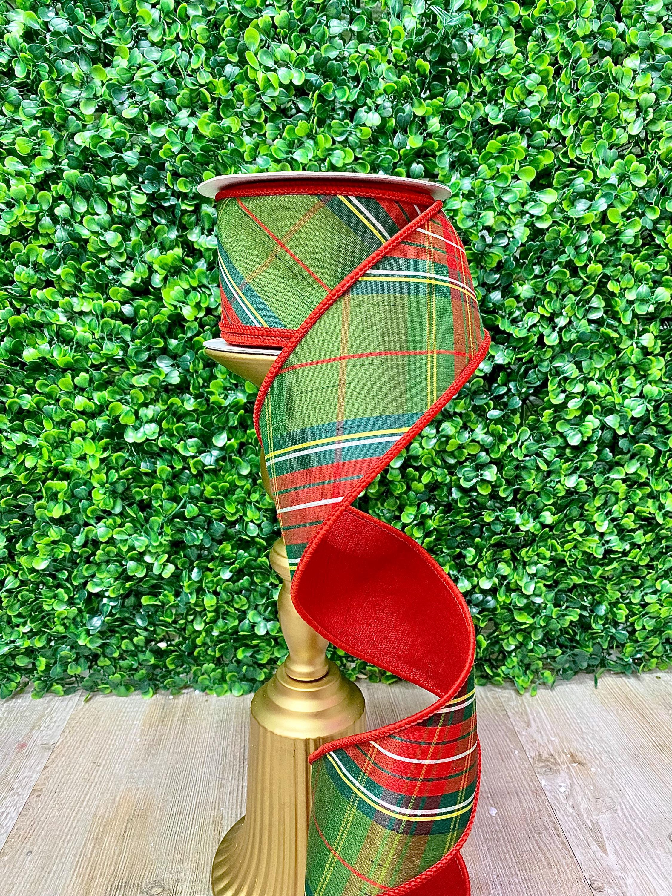 2.5 Inch Red and Green Traditional Christmas Plaid Ribbon ~ 10 yards