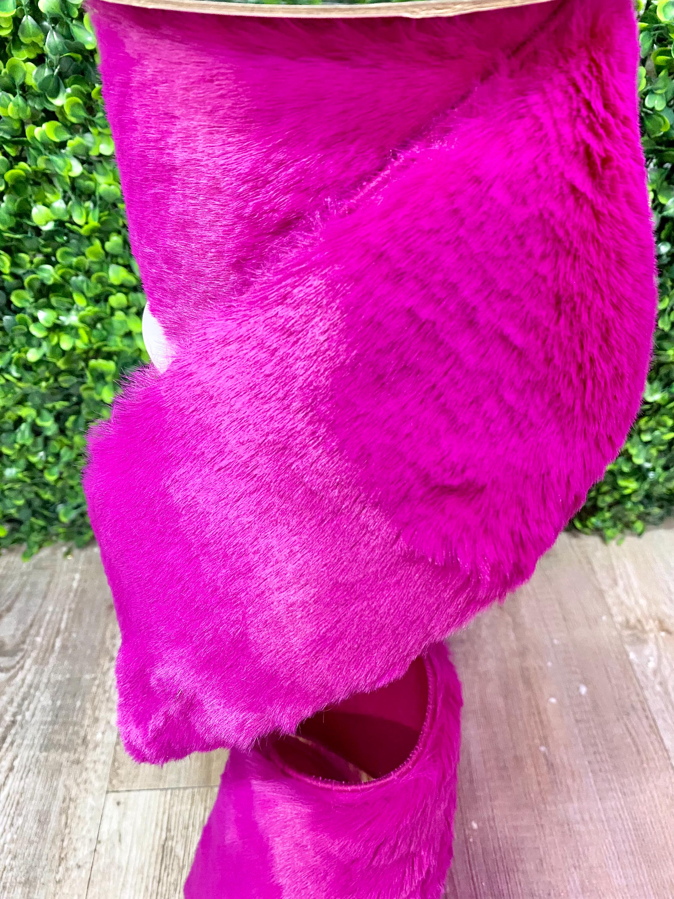 4 inch Hot Pink/ Fuchsia Fur Ribbon ~ 5 yards ~ Wired