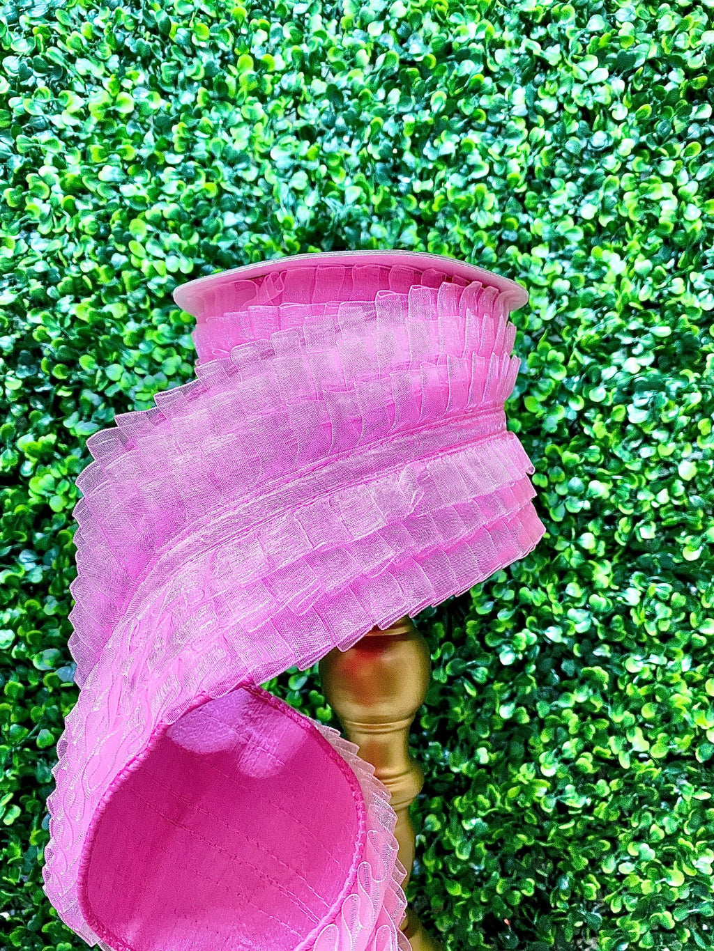 4” Pink Ballerina Ruffle Ribbon - 5 yds - Wired