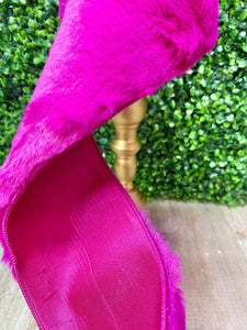 4 inch Hot Pink/ Fuchsia Fur Ribbon ~ 5 yards ~ Wired