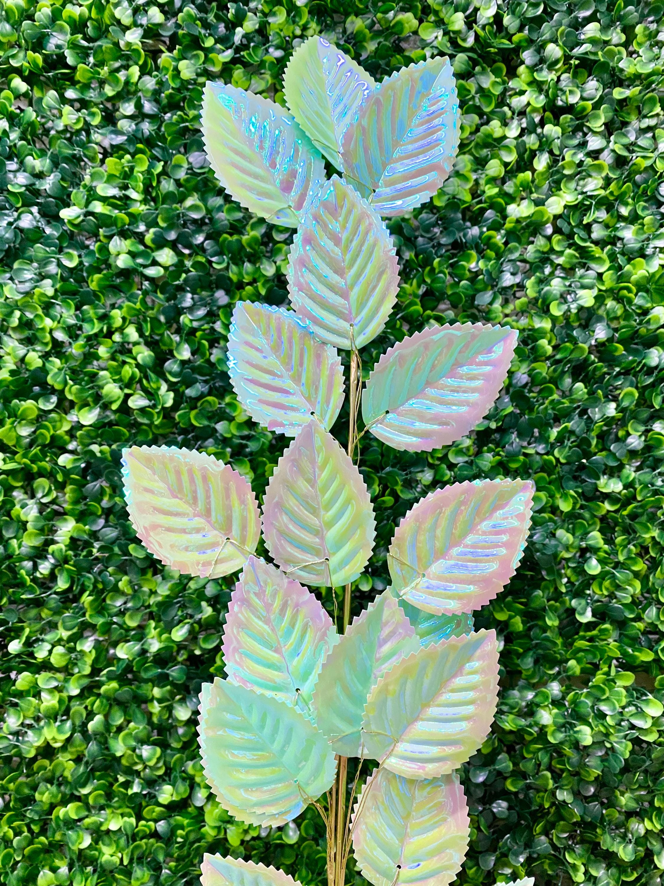 Green Iridescent Leaf Spray - 27.6 Inch