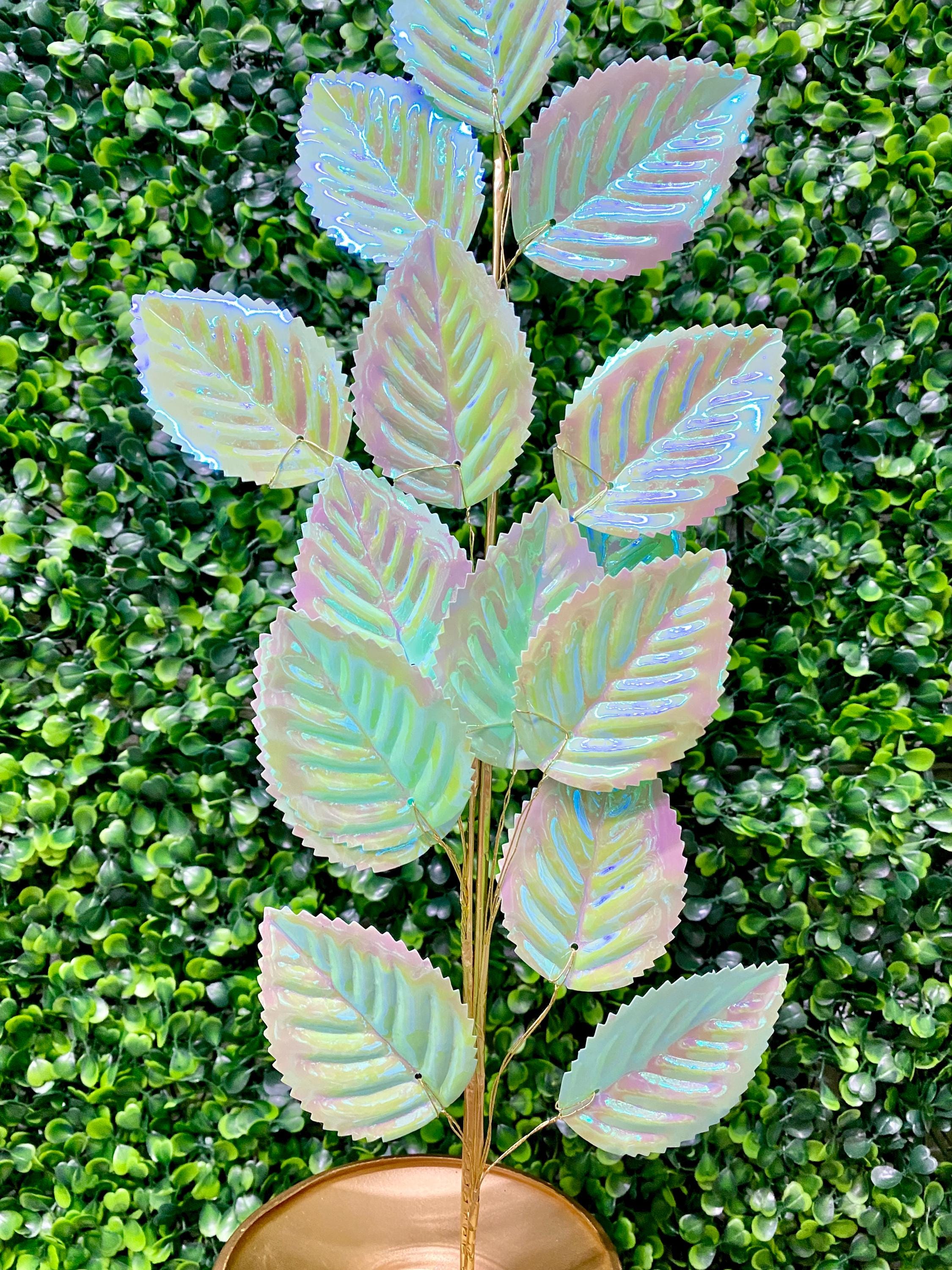 Green Iridescent Leaf Spray - 27.6 Inch