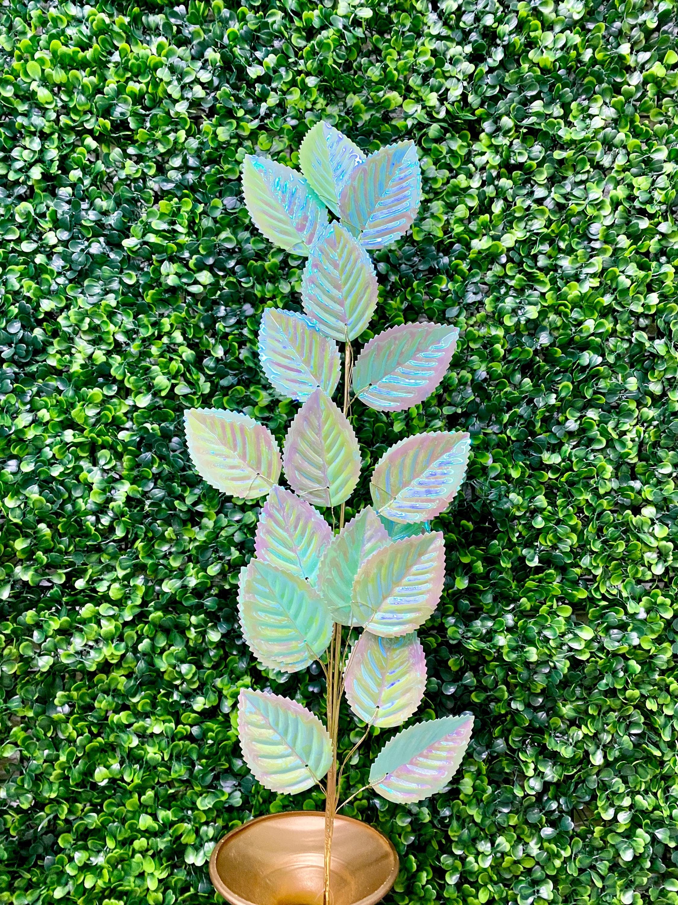 Green Iridescent Leaf Spray - 27.6 Inch