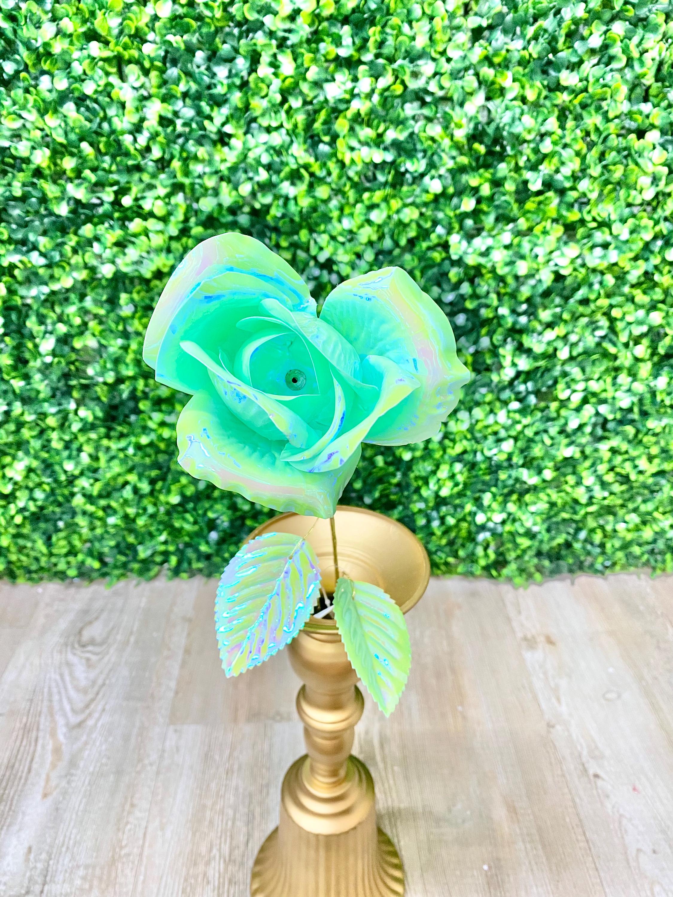 Green Iridescent Rose Spray - 19.7 Inches