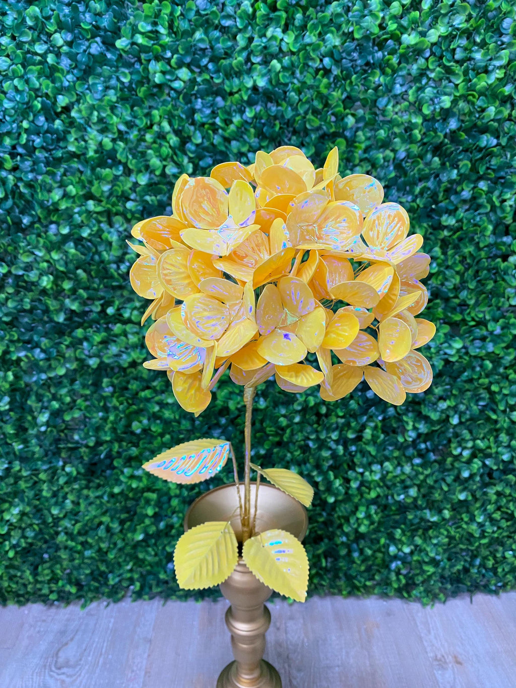 Yellow Iridescent Hydrangea Spray - 23.6 Inches