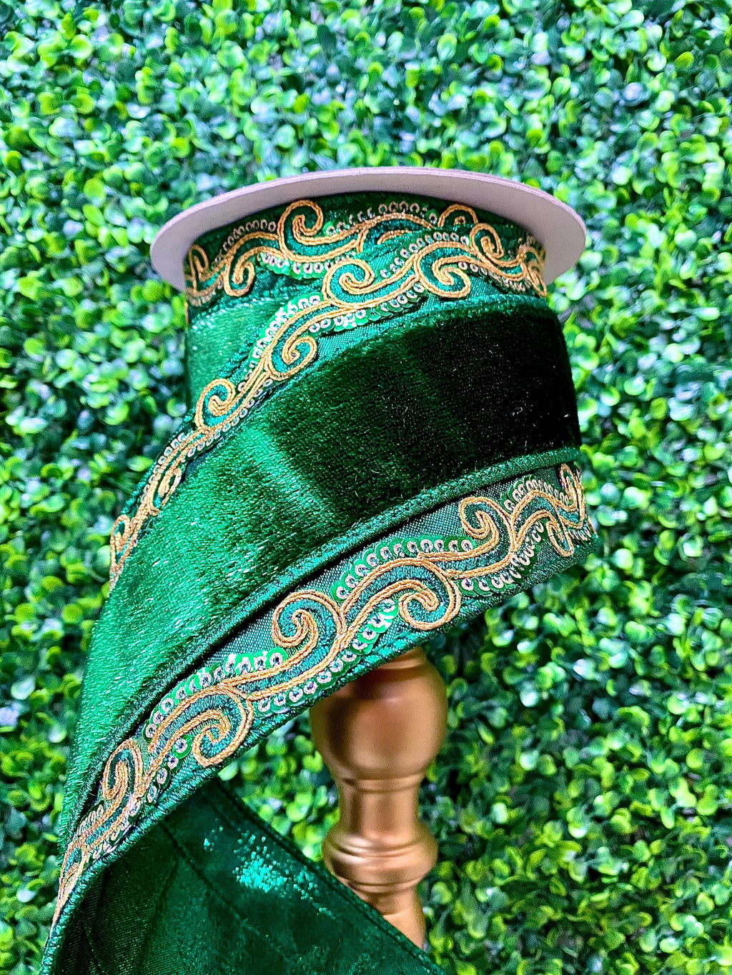 4 Inch Emerald Grand Tapestry Ribbon - 5 yards