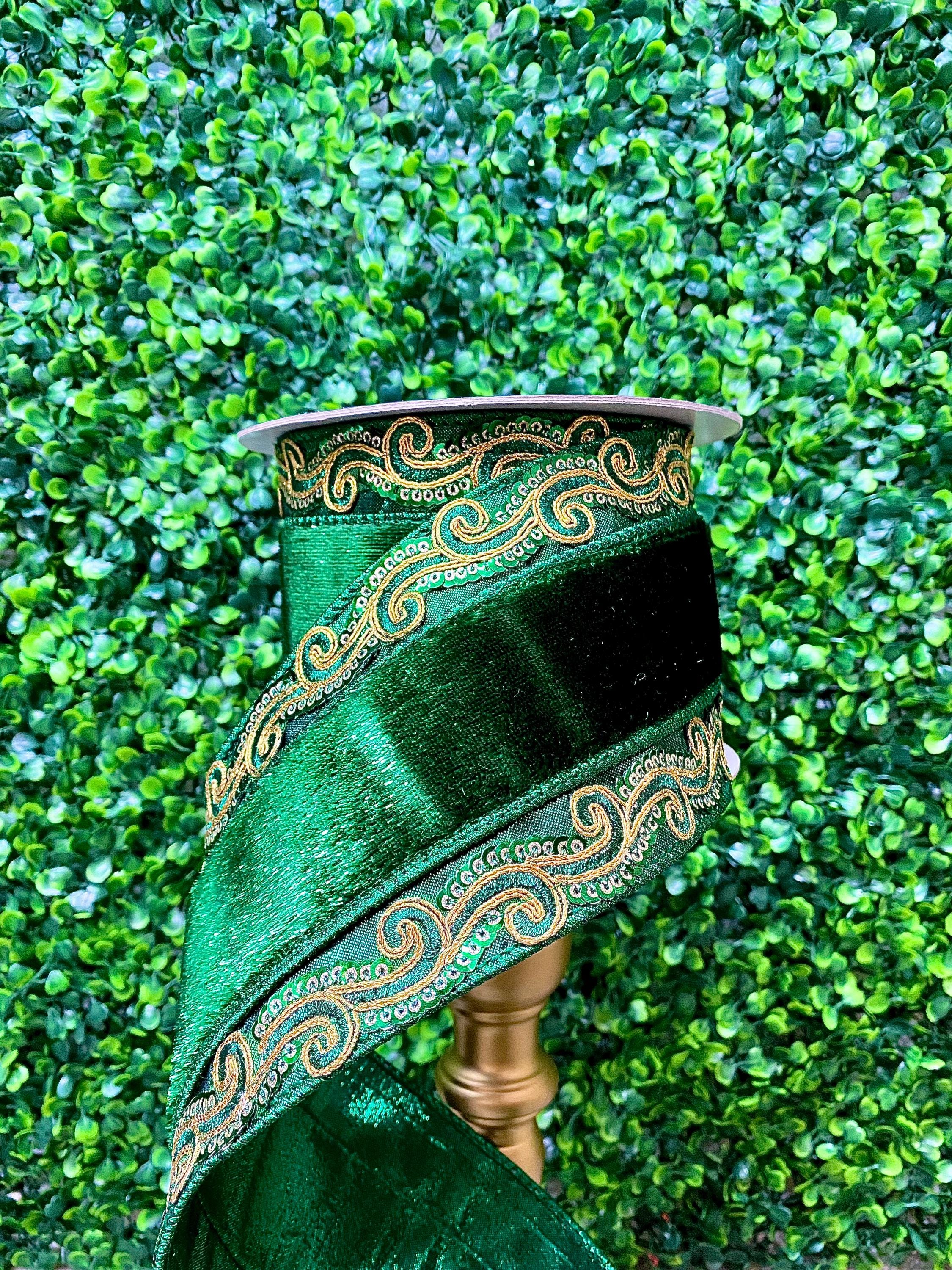 4 Inch Emerald Grand Tapestry Ribbon - 5 yards