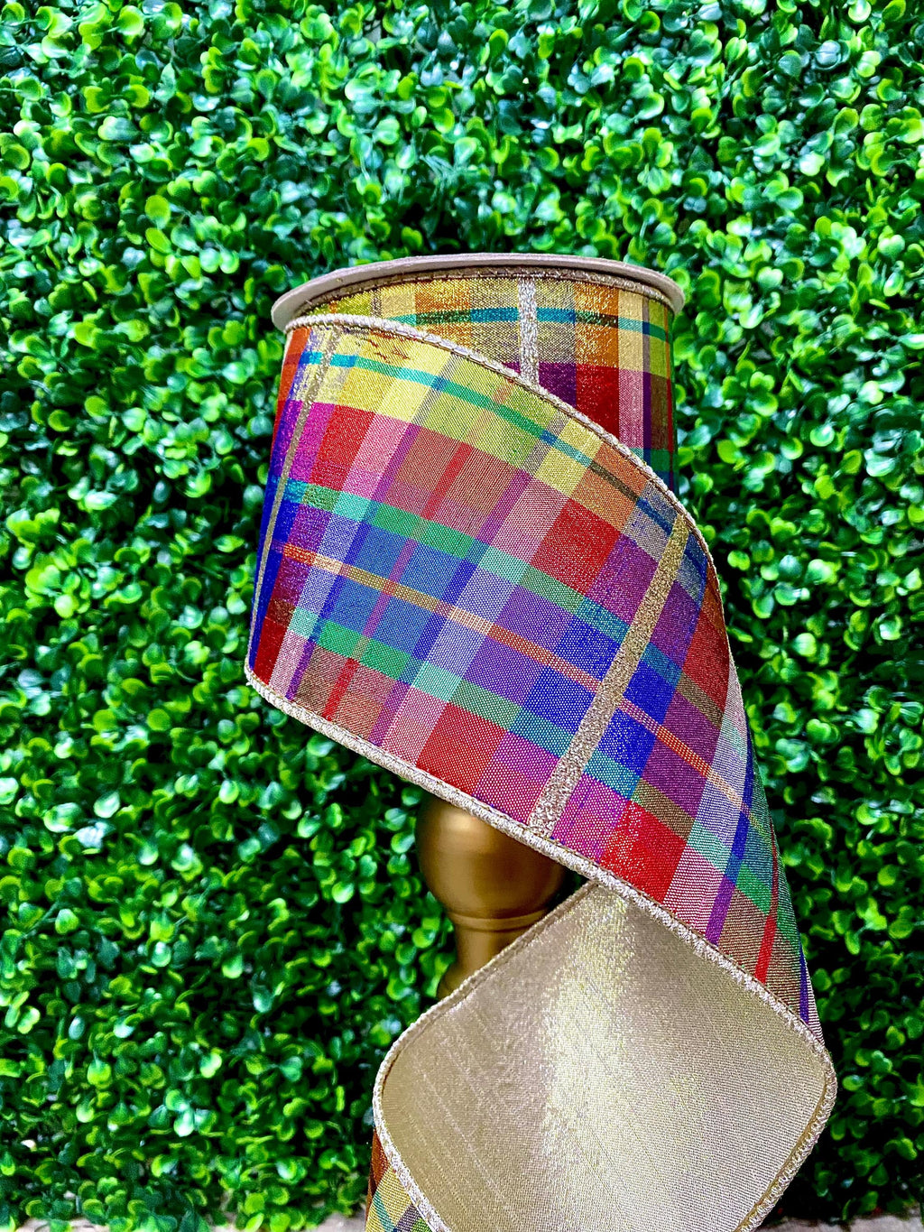 4 Inch Platinum Multicolor Amazing Plaid Ribbon ~ 10 yds