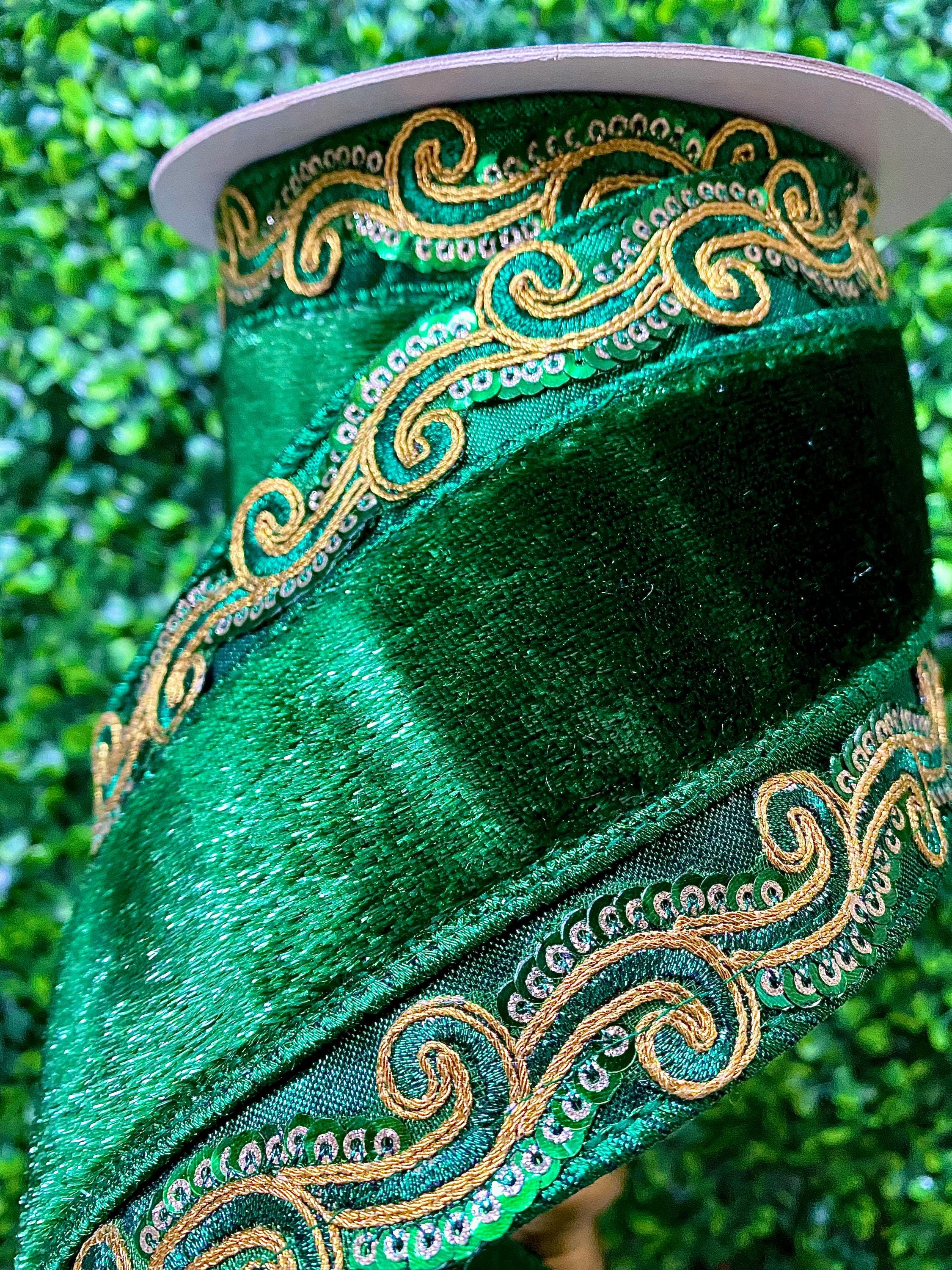 4 Inch Emerald Grand Tapestry Ribbon - 5 yards