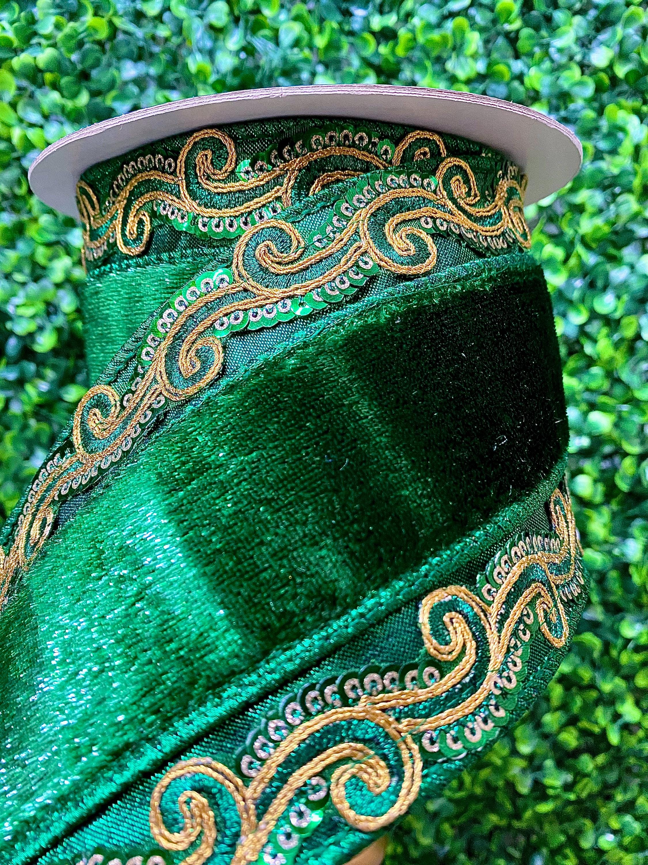 4 Inch Emerald Grand Tapestry Ribbon - 5 yards