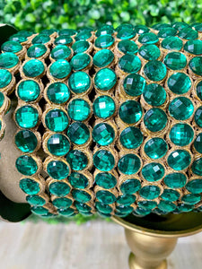 0.5 inch Emerald Green Jeweled Trim Ribbon