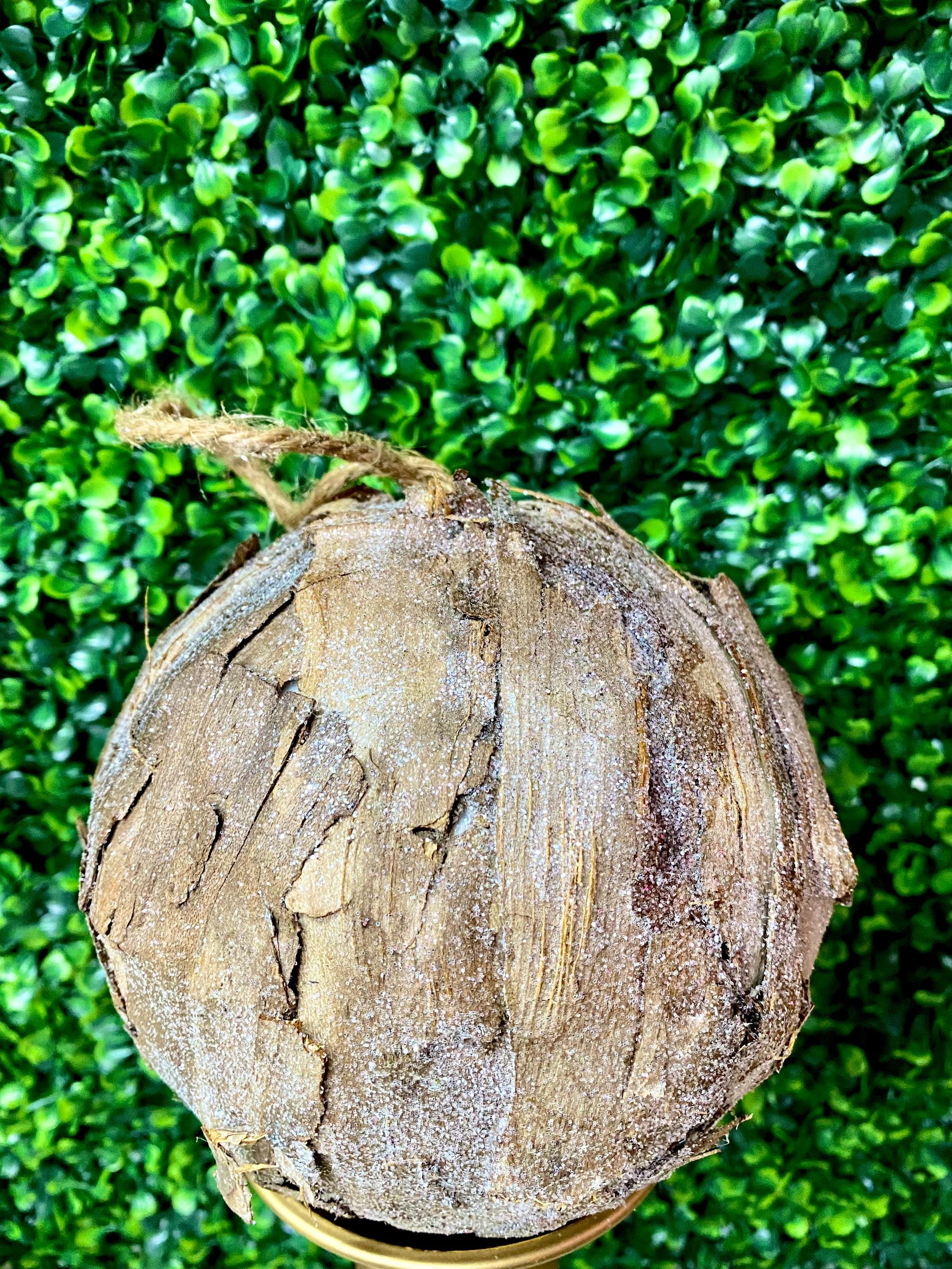 6 Inch Frosted Natural Ball Ornament