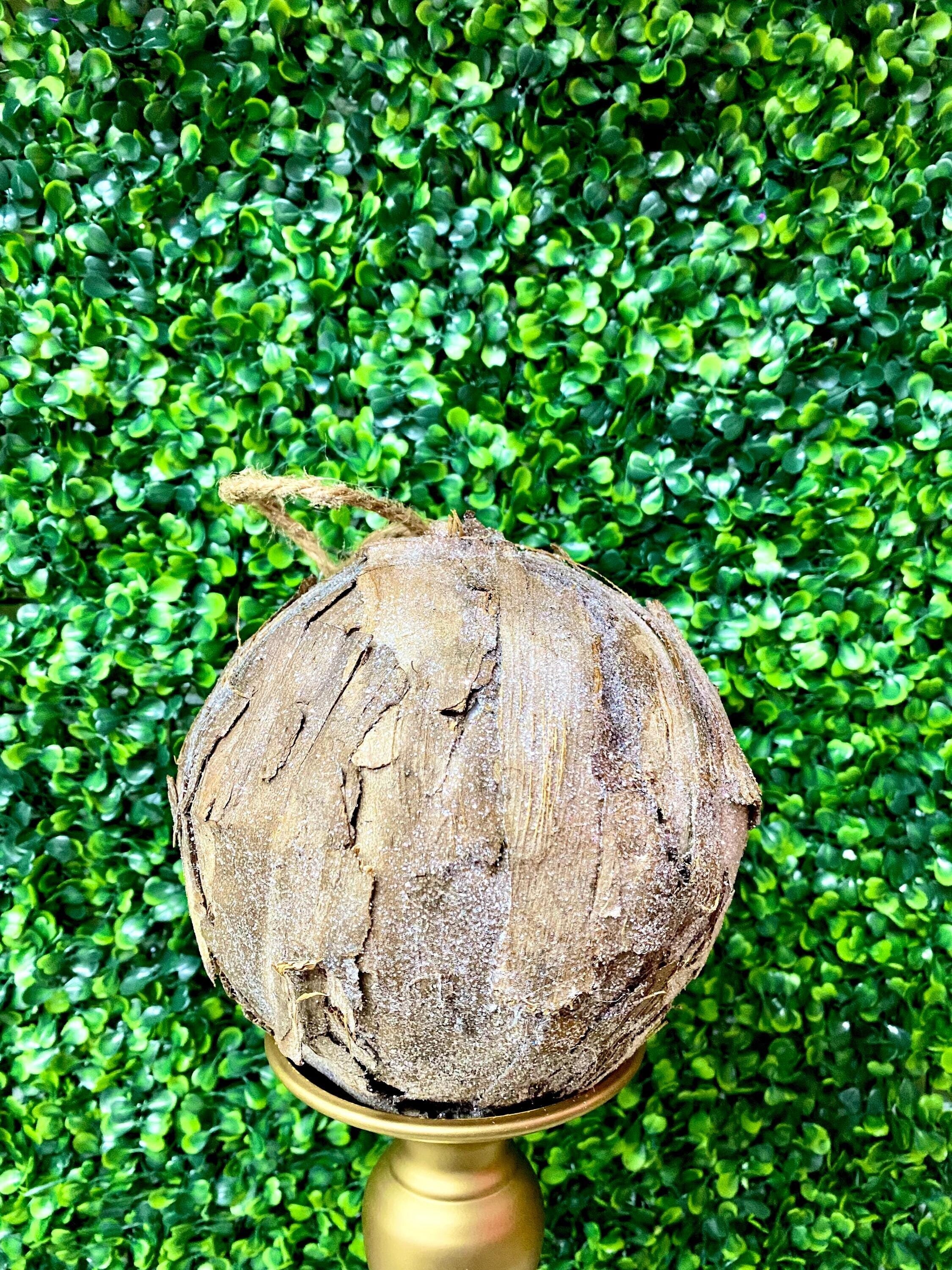 6 Inch Frosted Natural Ball Ornament