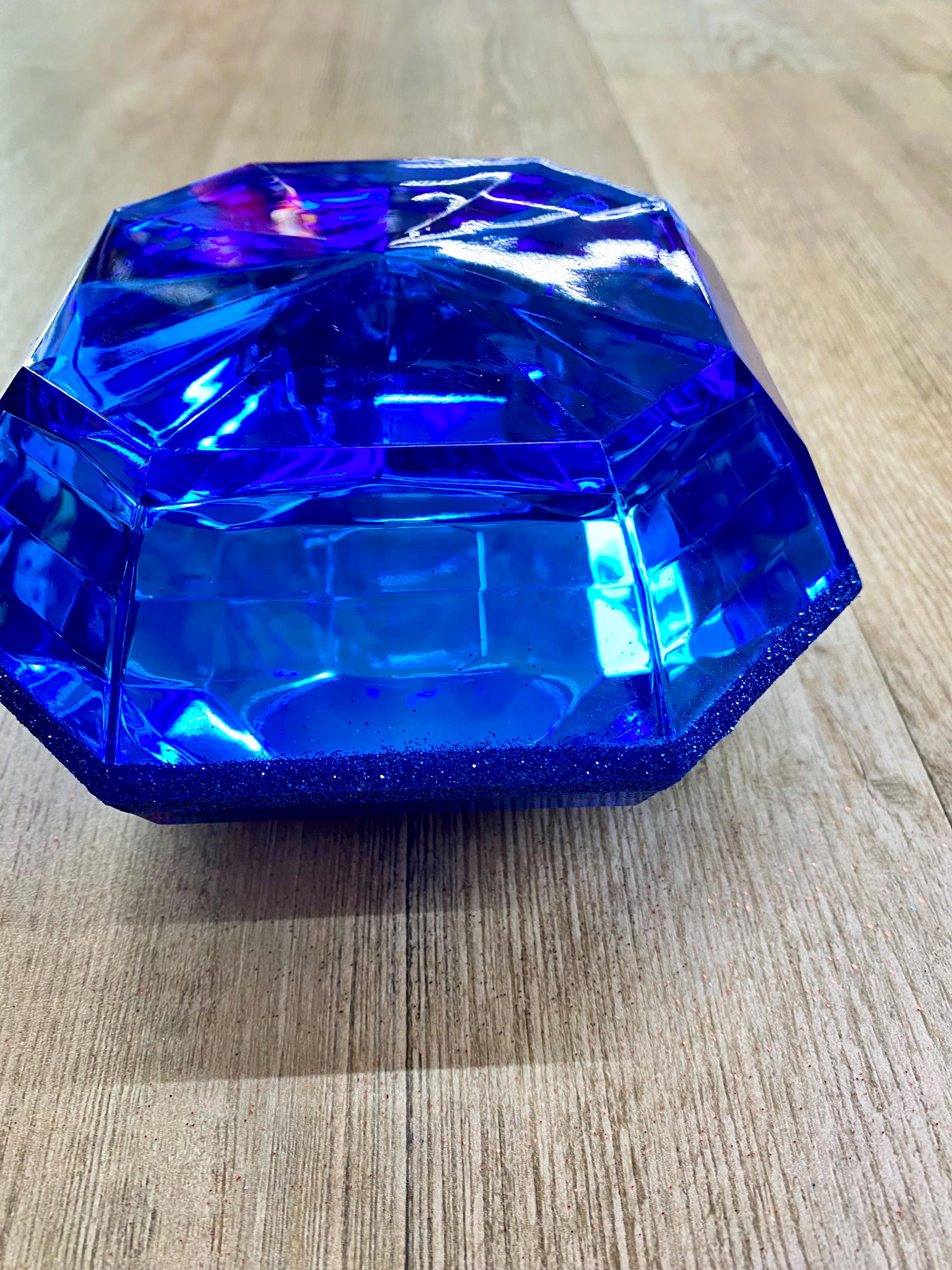 Blue Sapphire Acrylic Gem - Square Cut Jewel Ornament ~ 6”