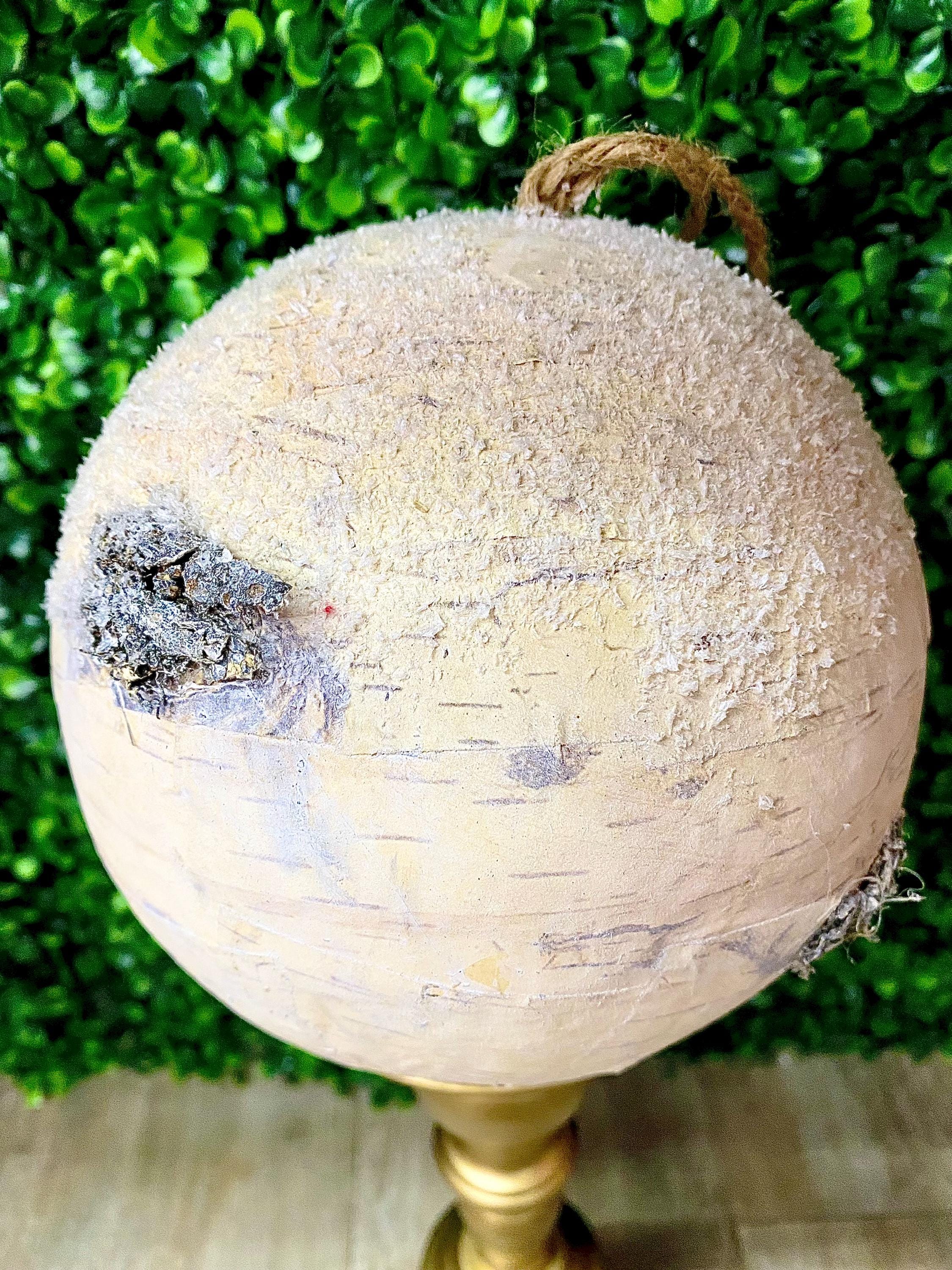 6 inch Natural Birch Ball Ornament - Foam