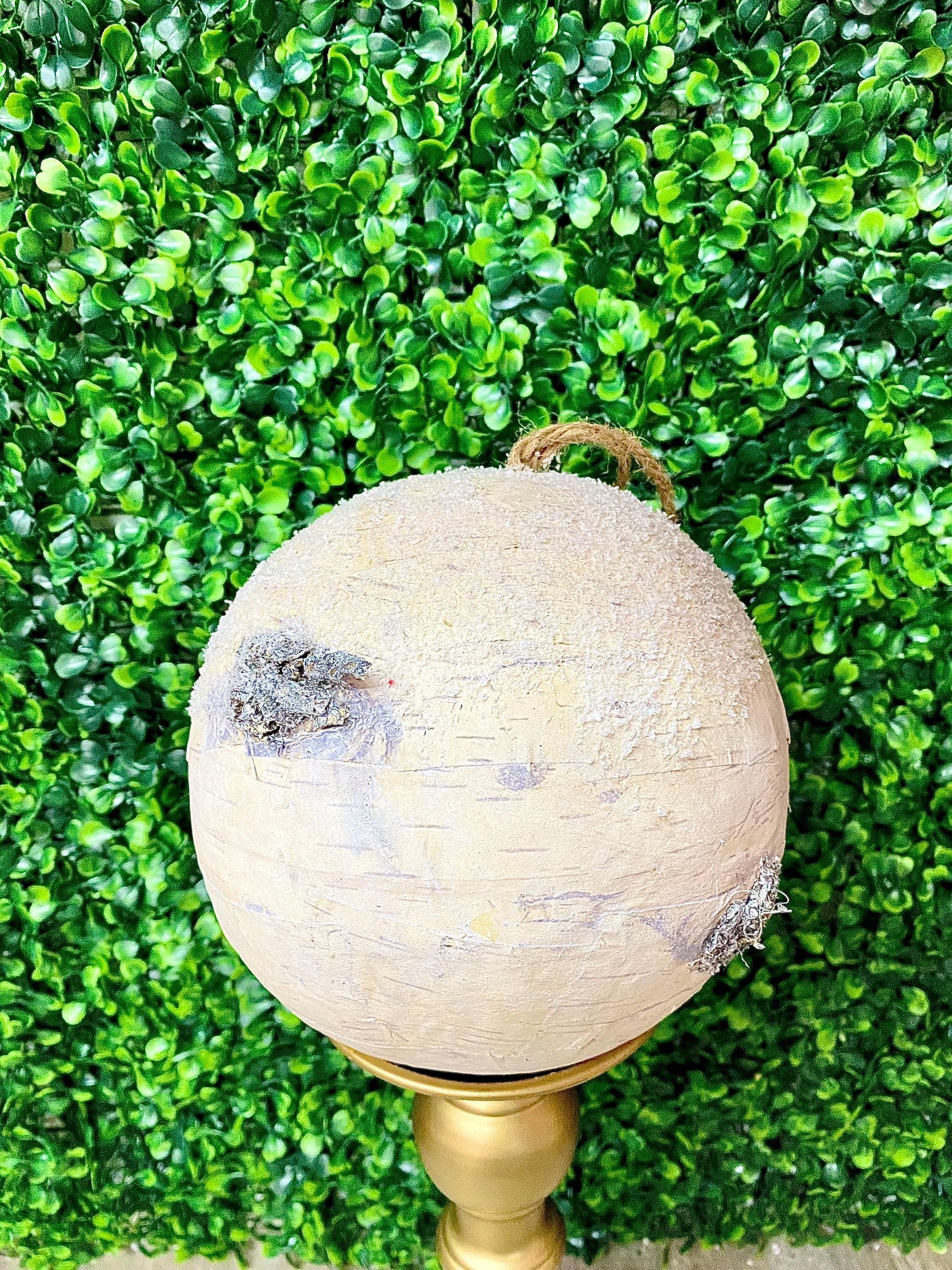 6 inch Natural Birch Ball Ornament - Foam