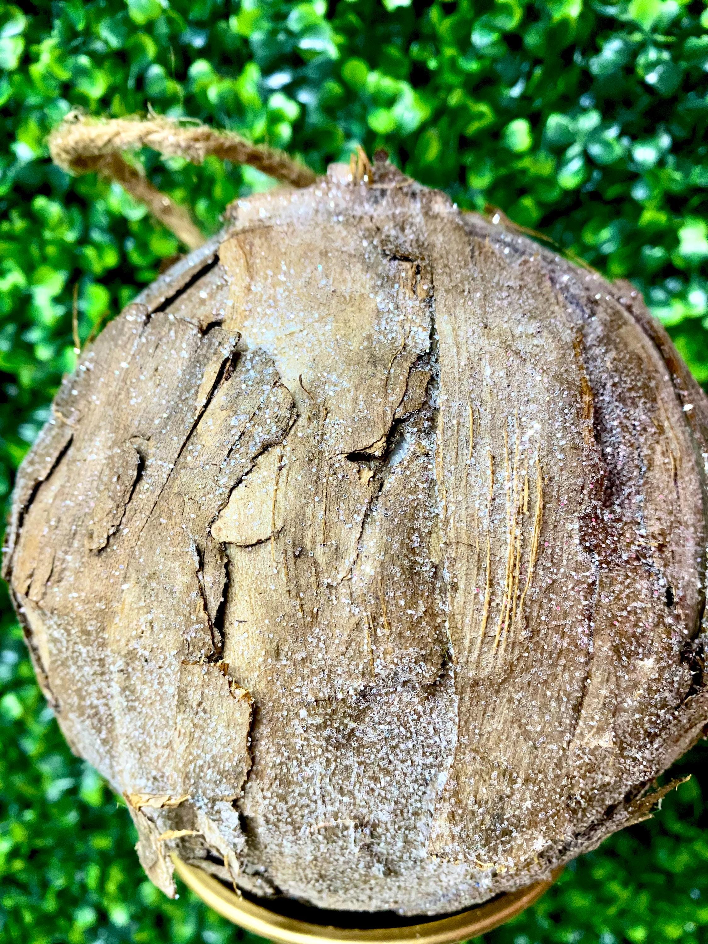 6 Inch Frosted Natural Ball Ornament