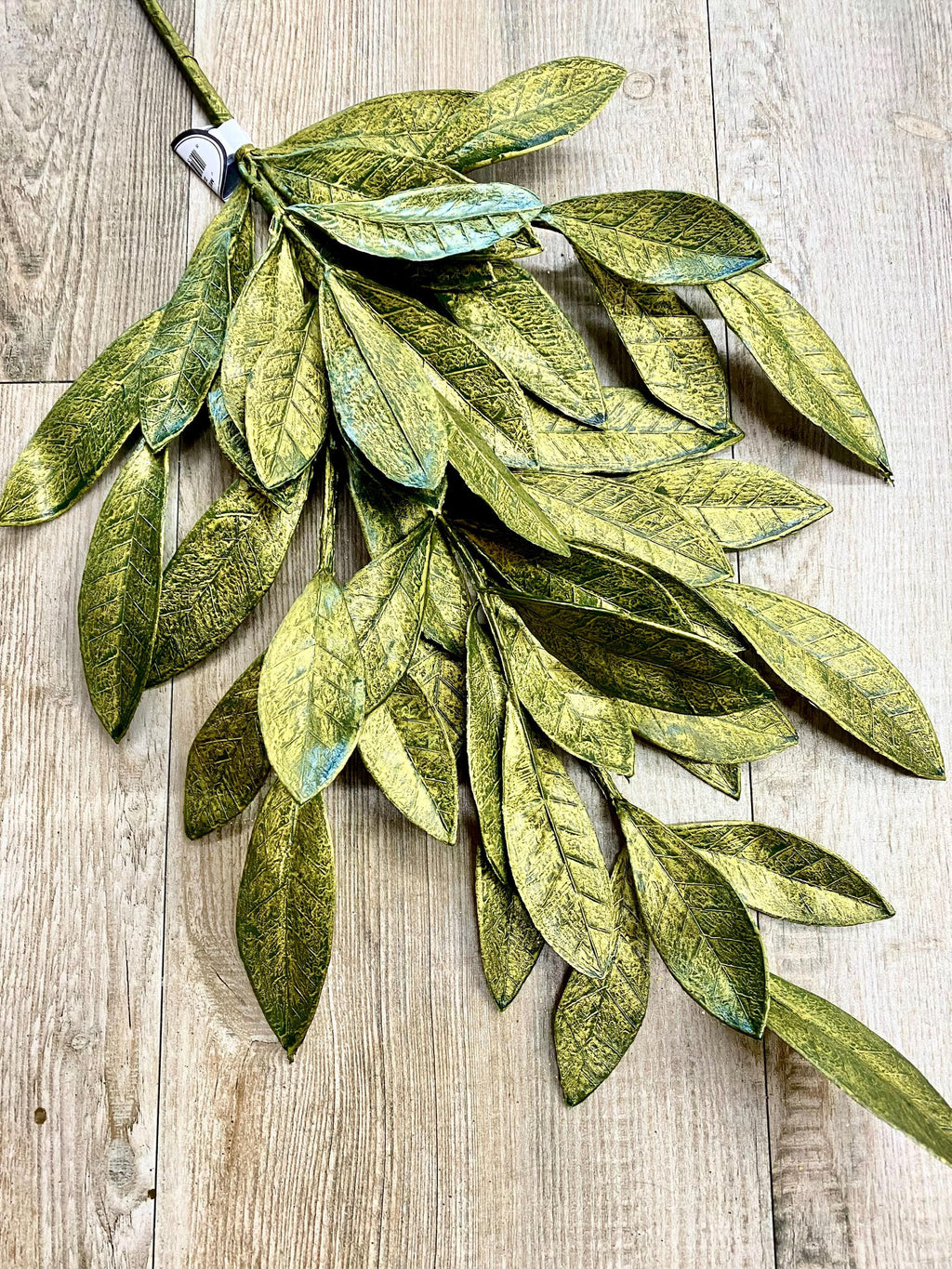 Metallic Green Bay Leaf Spray ~23.5”