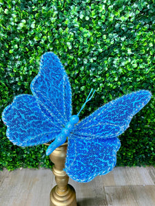 Blue Sequin Butterfly Pick - 10 inch - Width 8 inches