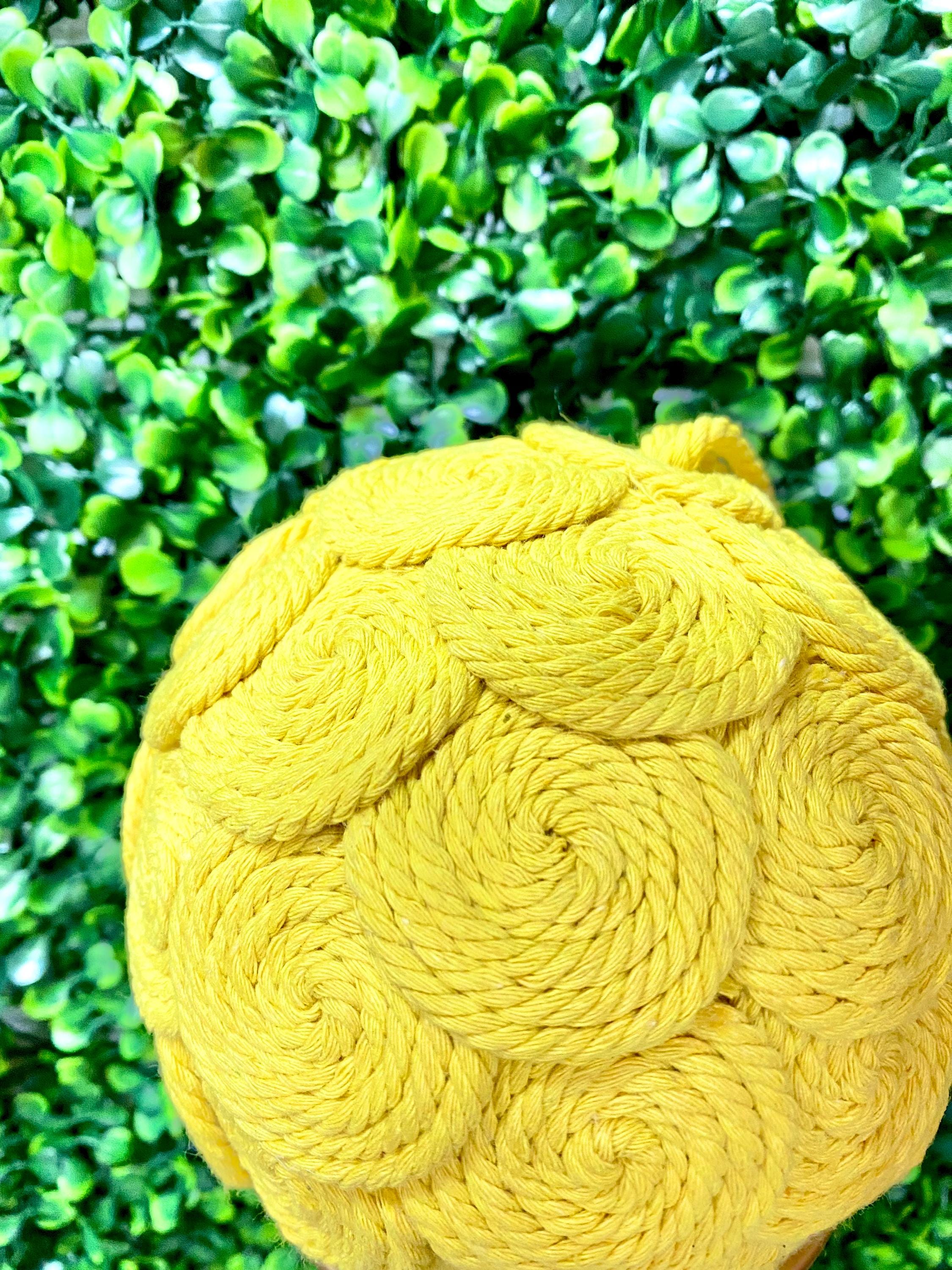 5 inch Yellow Jute Ball Ornament