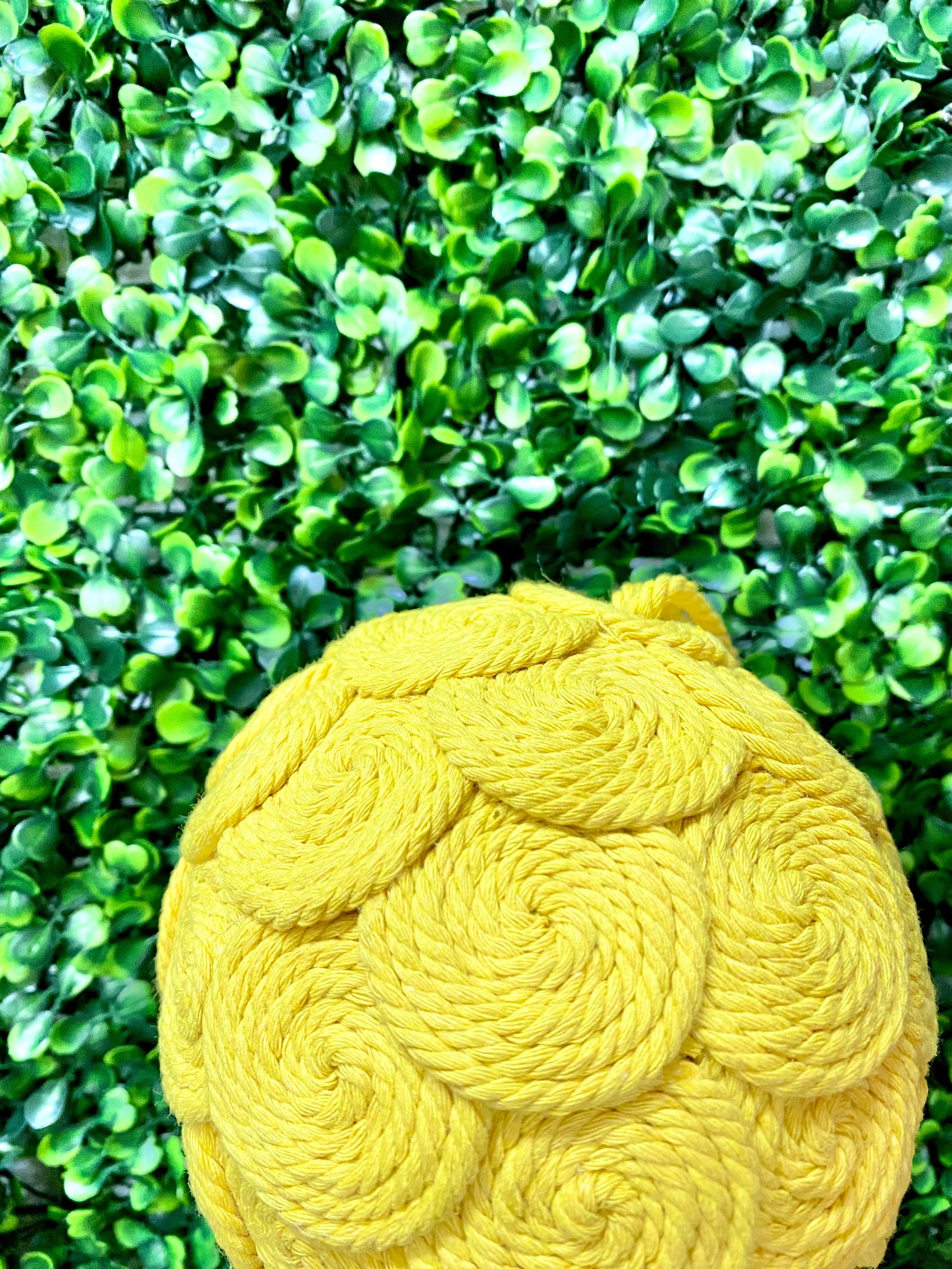 5 inch Yellow Jute Ball Ornament