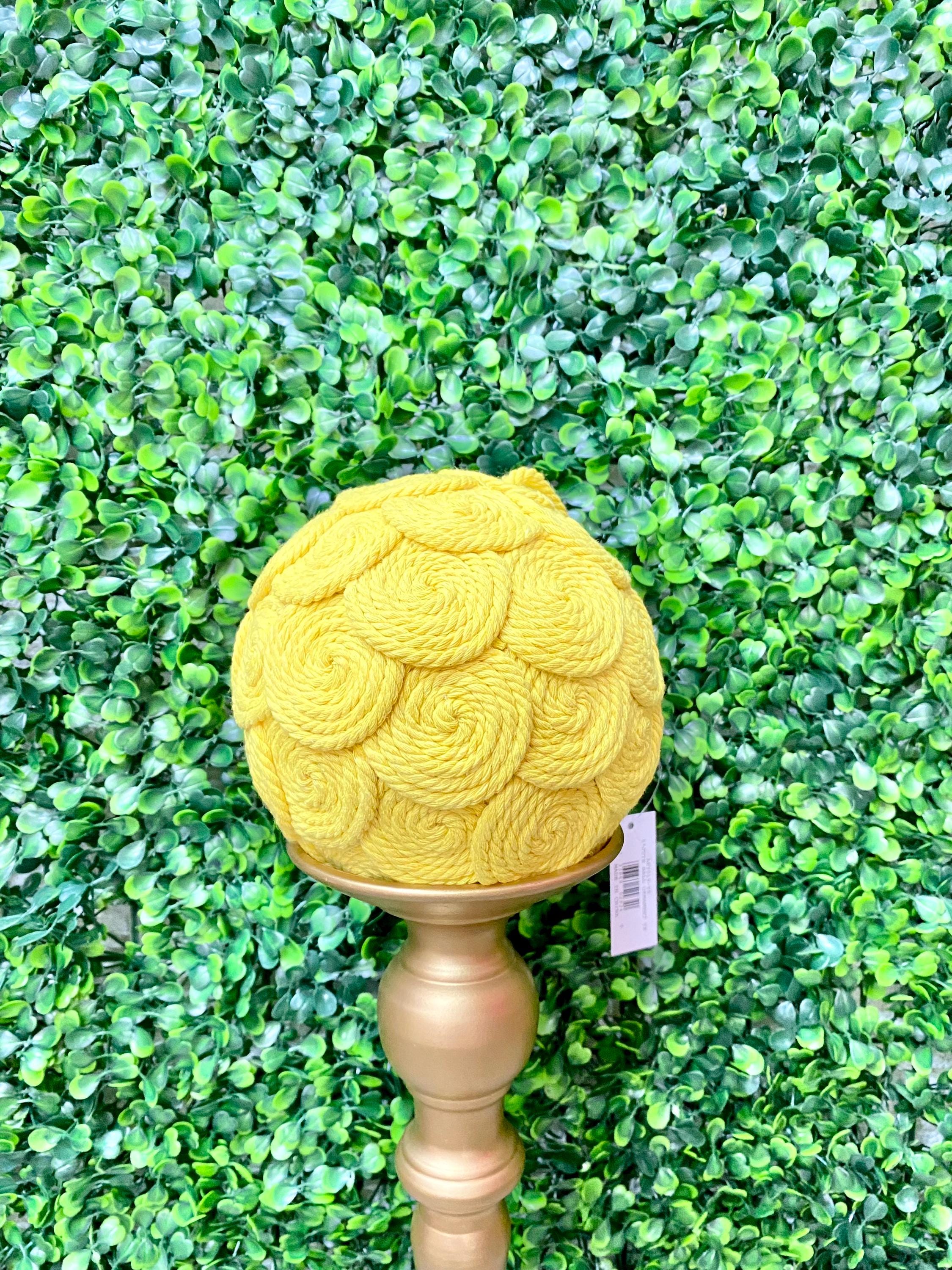 5 inch Yellow Jute Ball Ornament