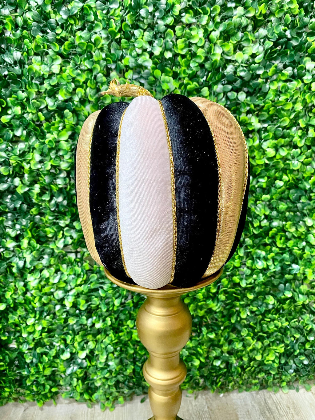 Gold Dusted and Black and Gold Striped Pumpkin - 6L x 5W - Medium