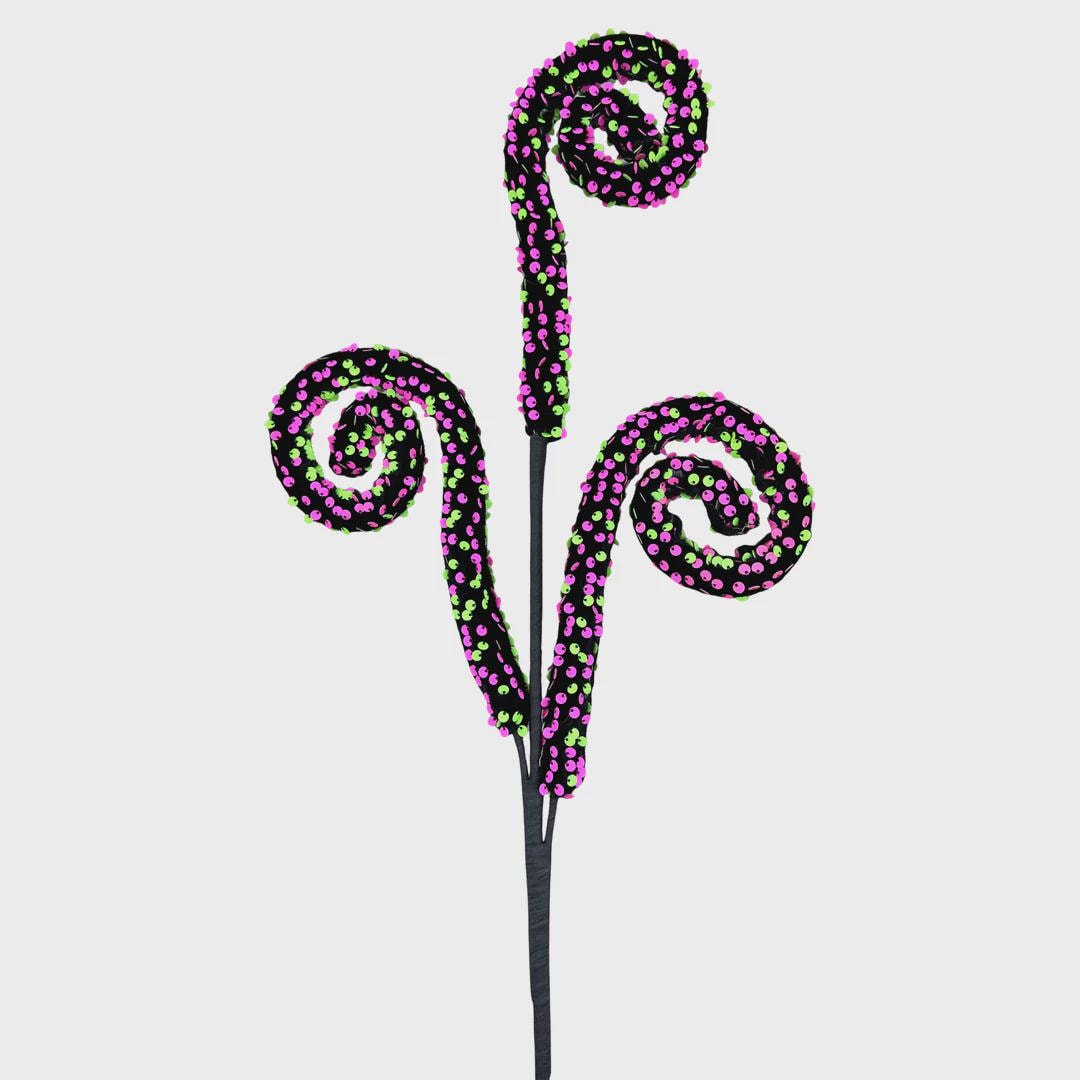 Neon Sequin Curly Spray - Pink Green Black